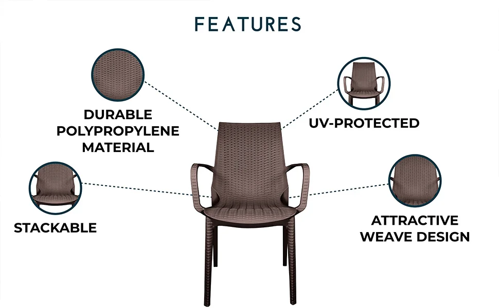 Kent Outdoor Patio Plastic Dining Arm Chair