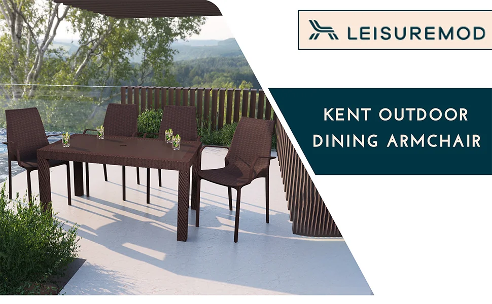 Kent Outdoor Patio Plastic Dining Arm Chair, Set of 2