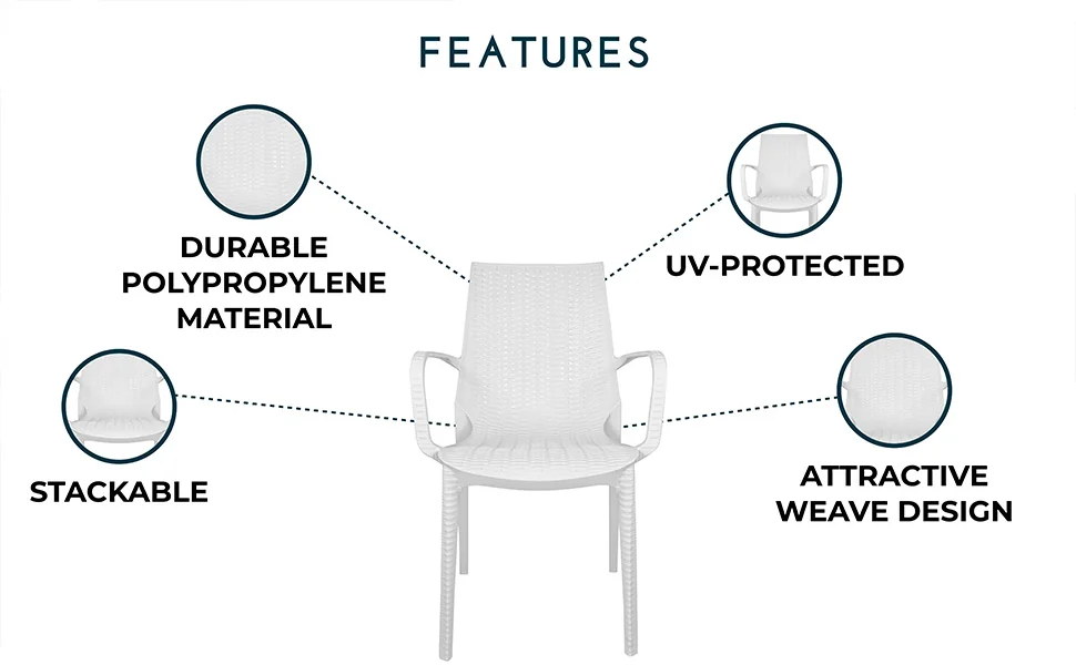 Kent Outdoor Patio Plastic Dining Arm Chair