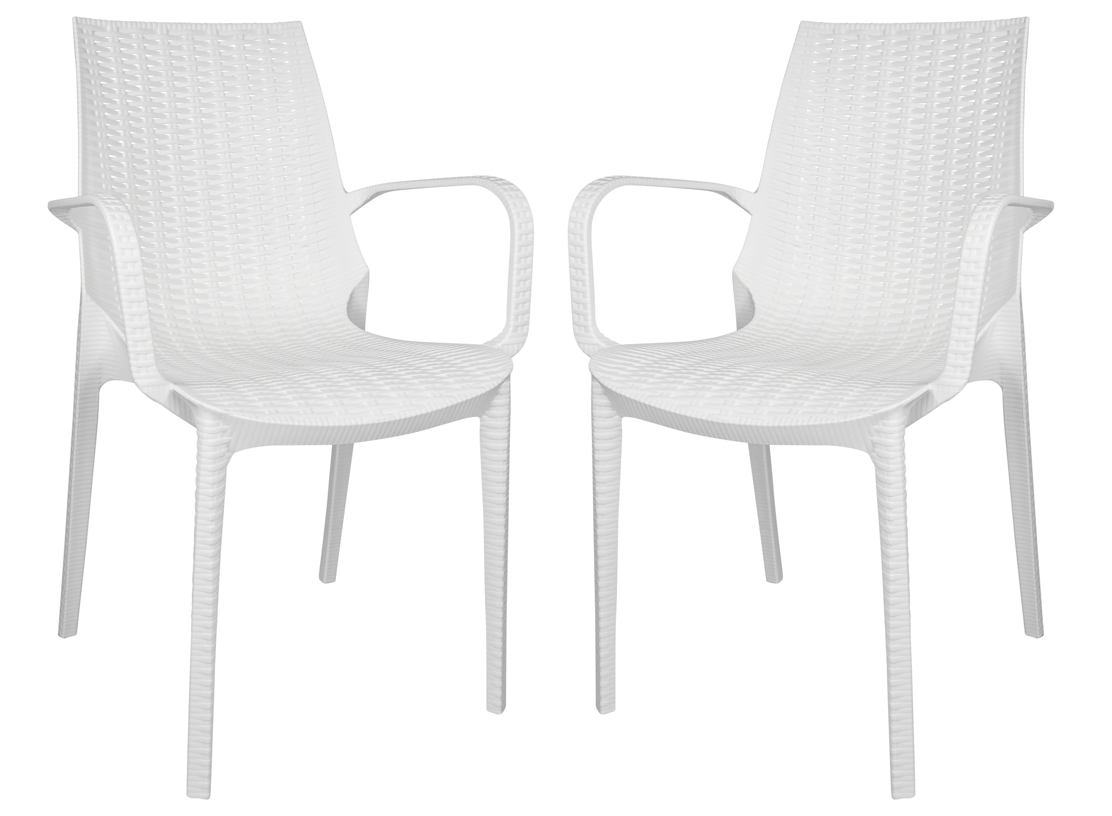 Kent Outdoor Patio Plastic Dining Arm Chair, Set of 2