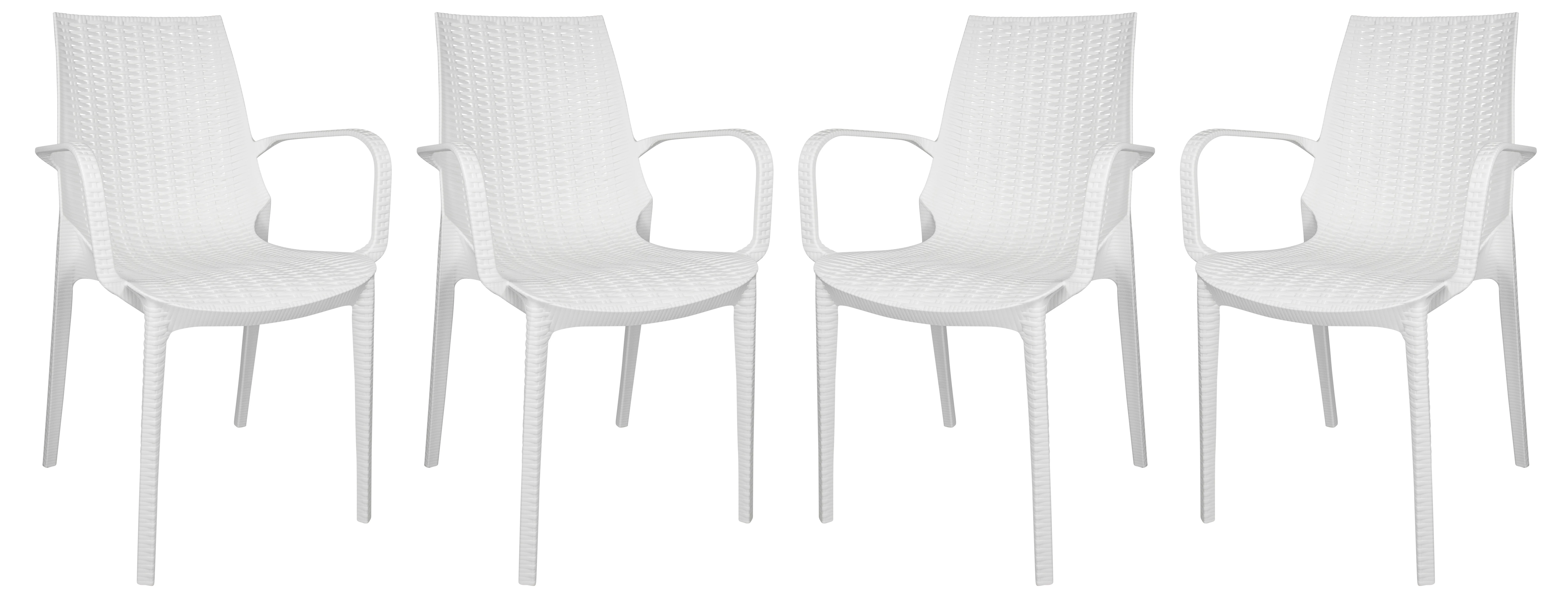Kent Outdoor Patio Plastic Dining Arm Chair, Set of 4