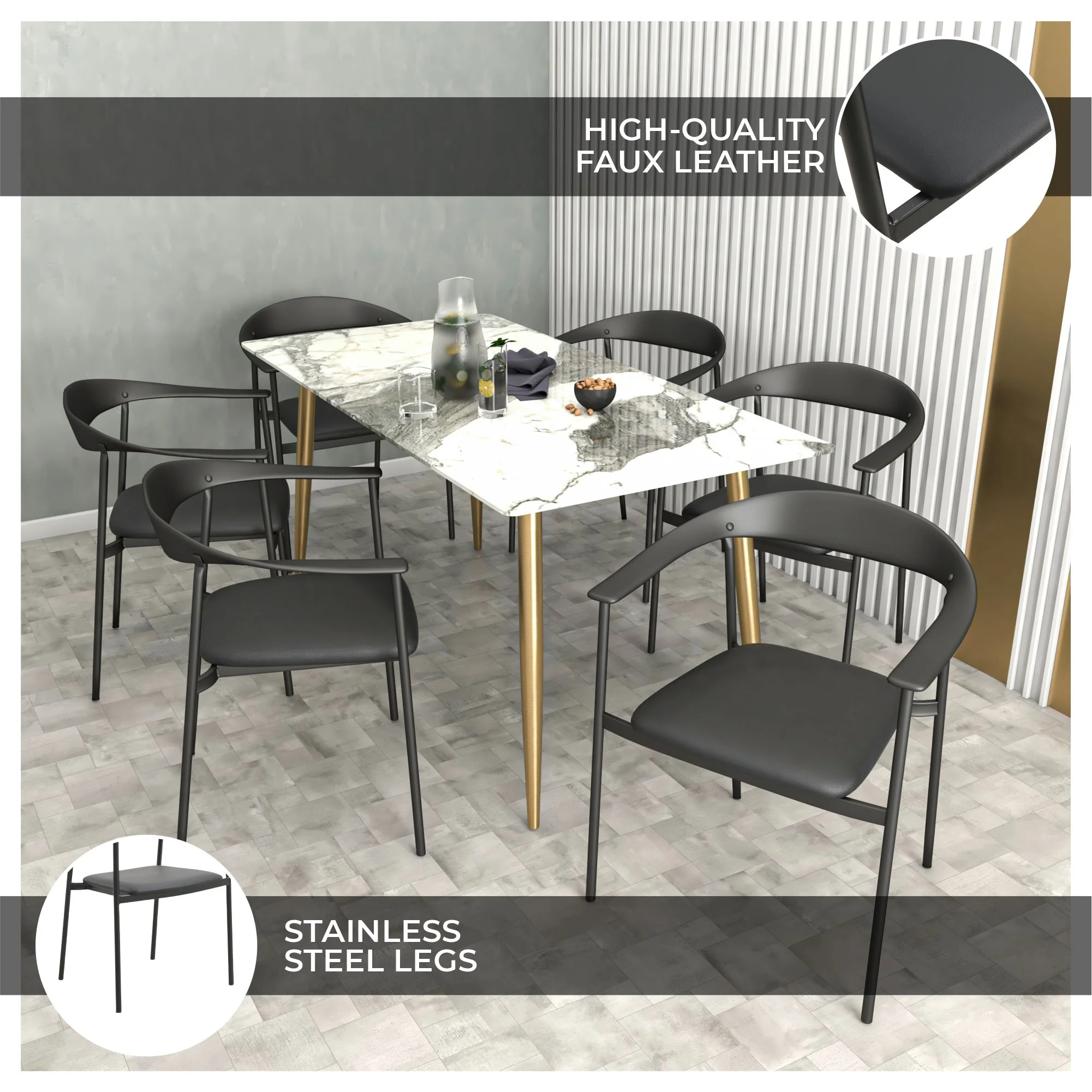 Kora Collection Modern Dining Chair in Black