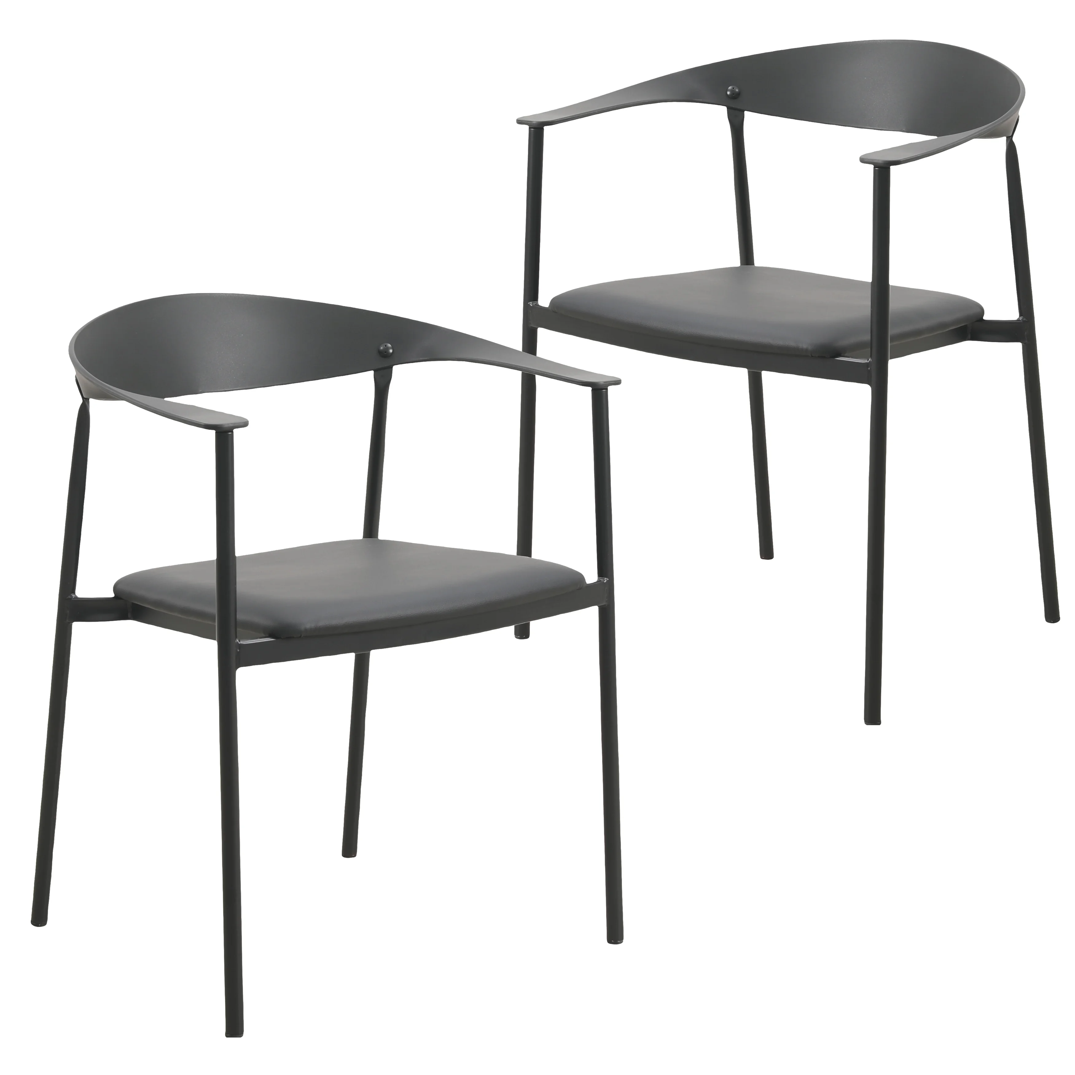 Kora Collection Modern Dining Chair in Black - Set of 2