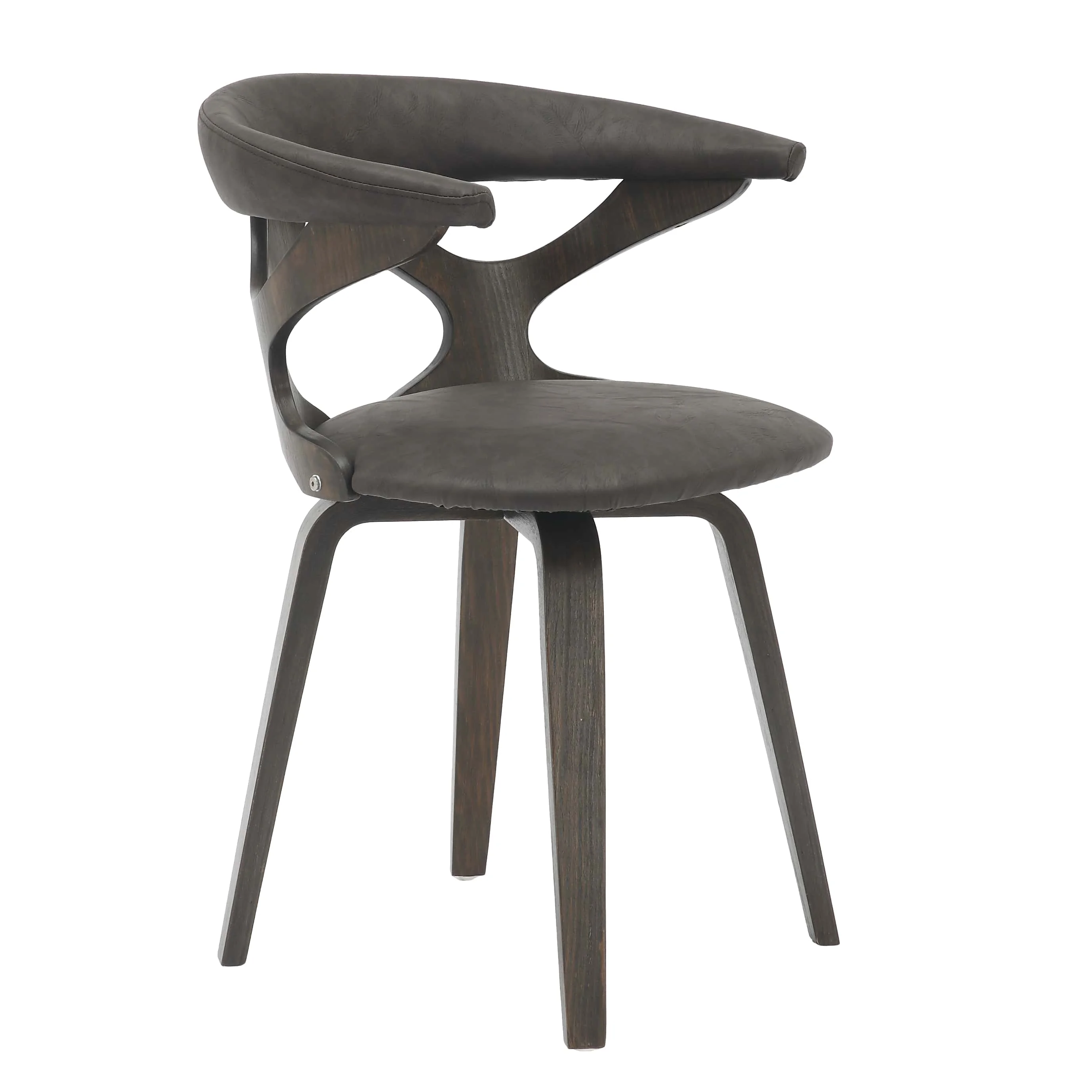 Modern Wooden Dining Chair, Dark Walnut Frame in Brown, Klyne Collection By LeisrueMod