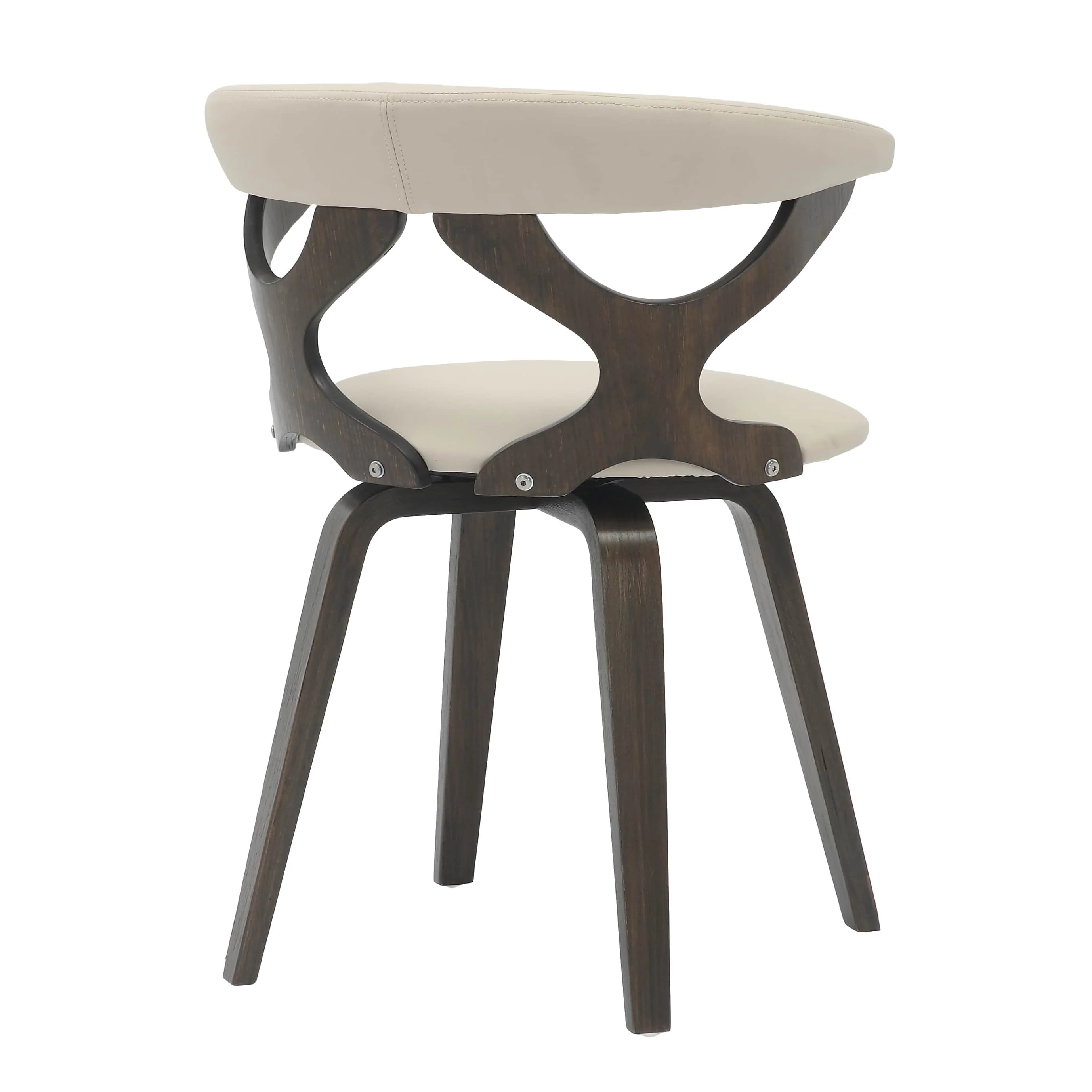 Modern Wooden Dining Chair, Dark Walnut Frame in Taupe, Klyne Collection By LeisrueMod
