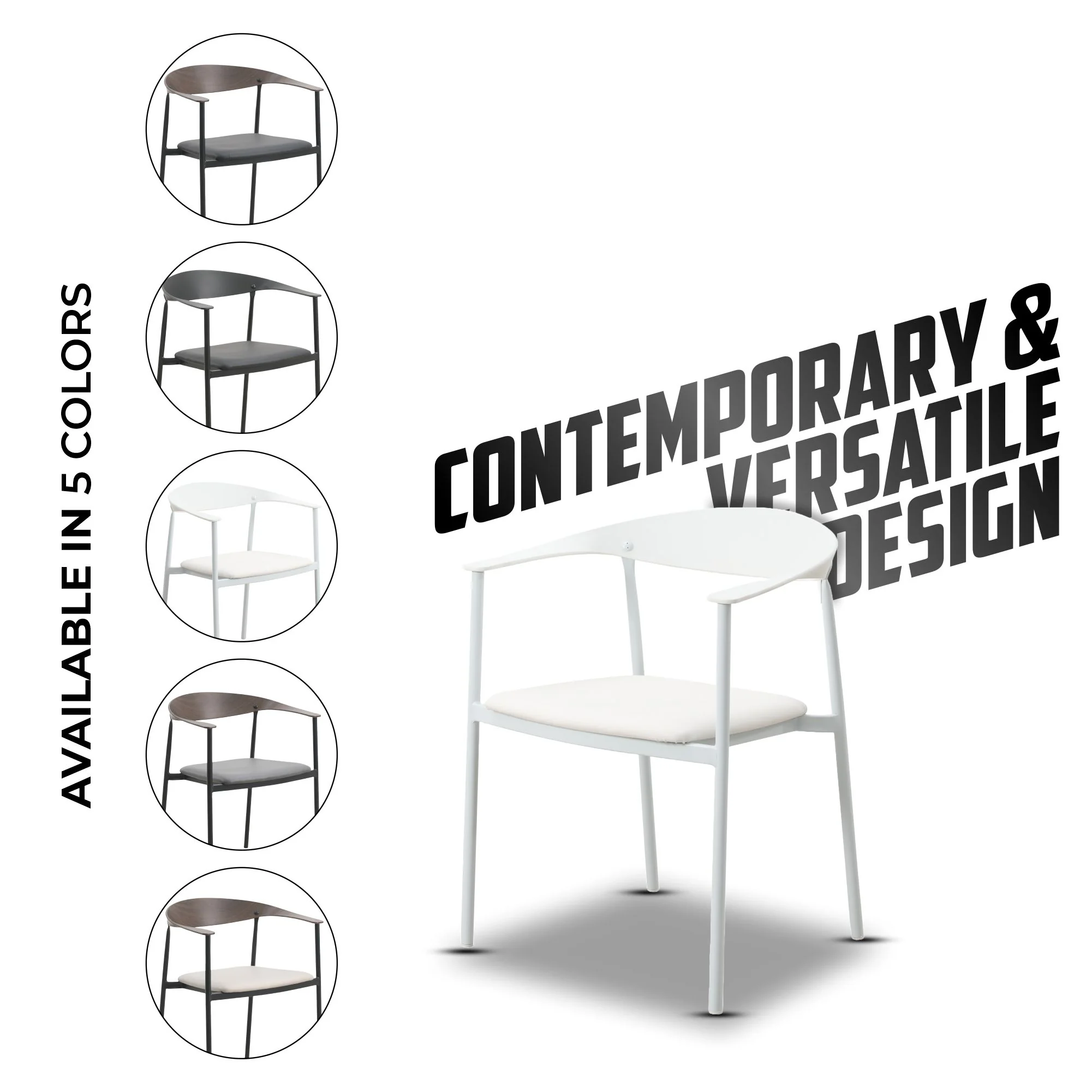 Kora Collection Modern Dining Chair in White - Set of 4