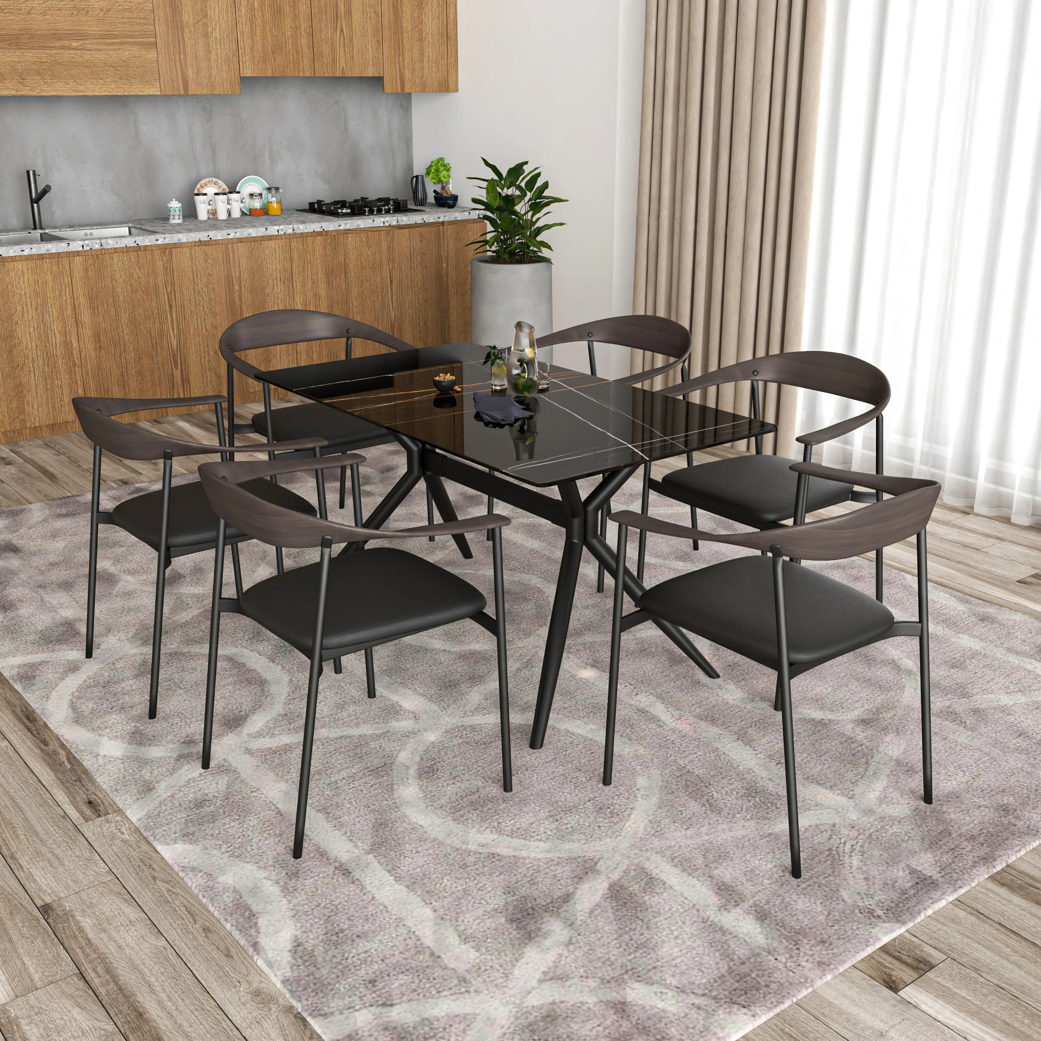 Kora Collection Modern Dining Chair Brown Back with Black Seat