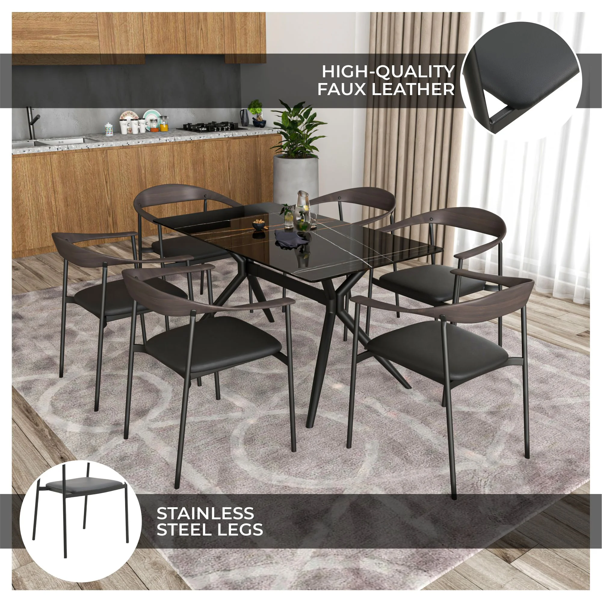 Kora Collection Modern Dining Chair Brown Back with Black Seat