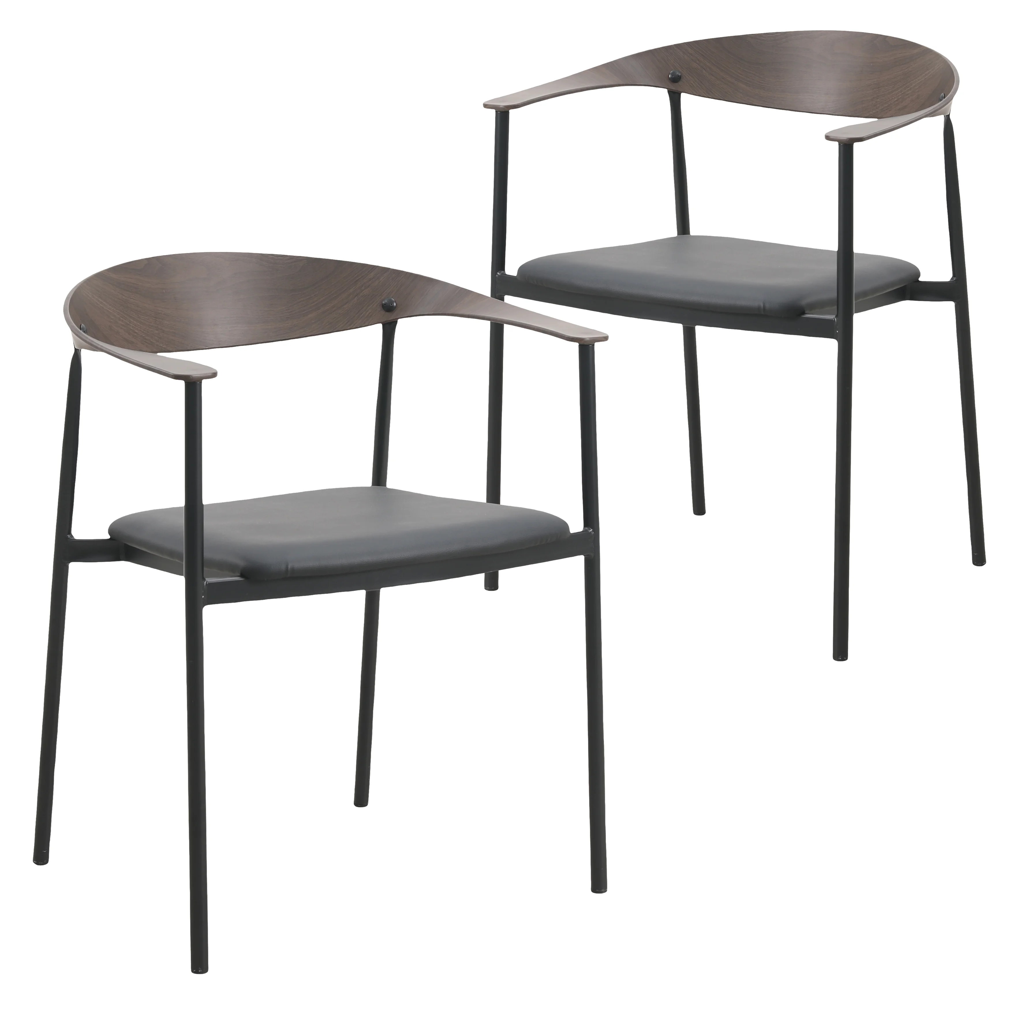 Kora Collection Modern Dining Chair Brown Back with Black Seat - Set of 2