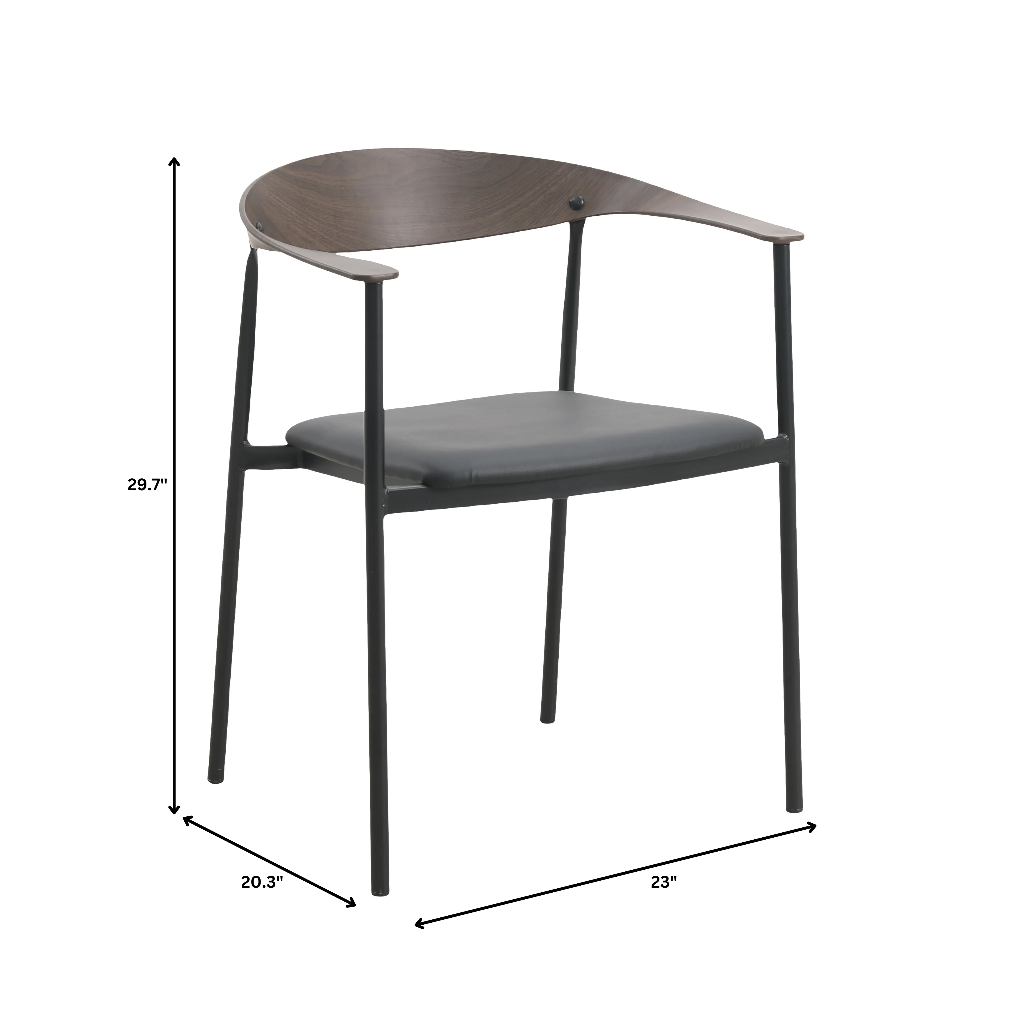 Kora Collection Modern Dining Chair Brown Back with Black Seat - Set of 4