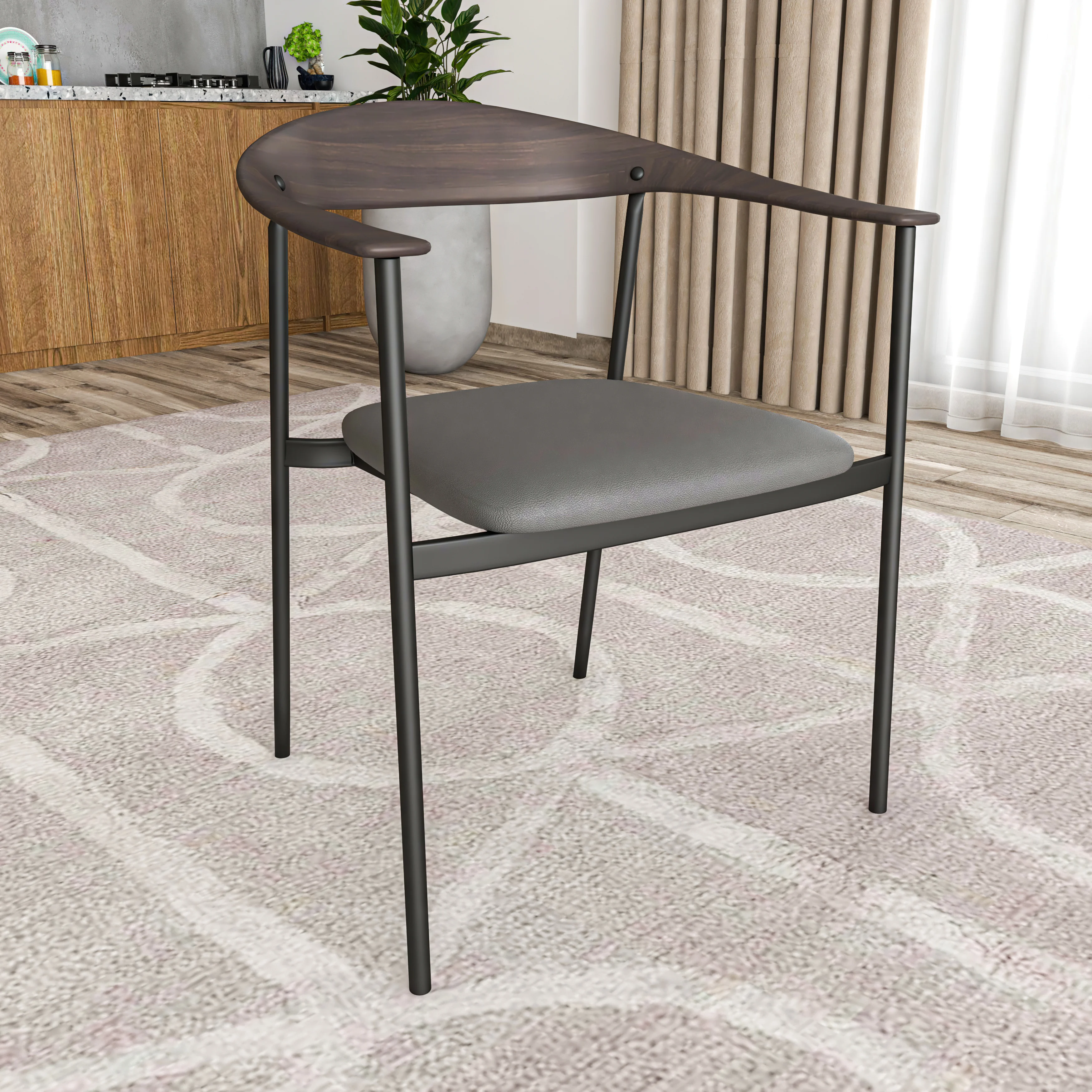 Kora Collection Modern Dining Chair in Charcoal