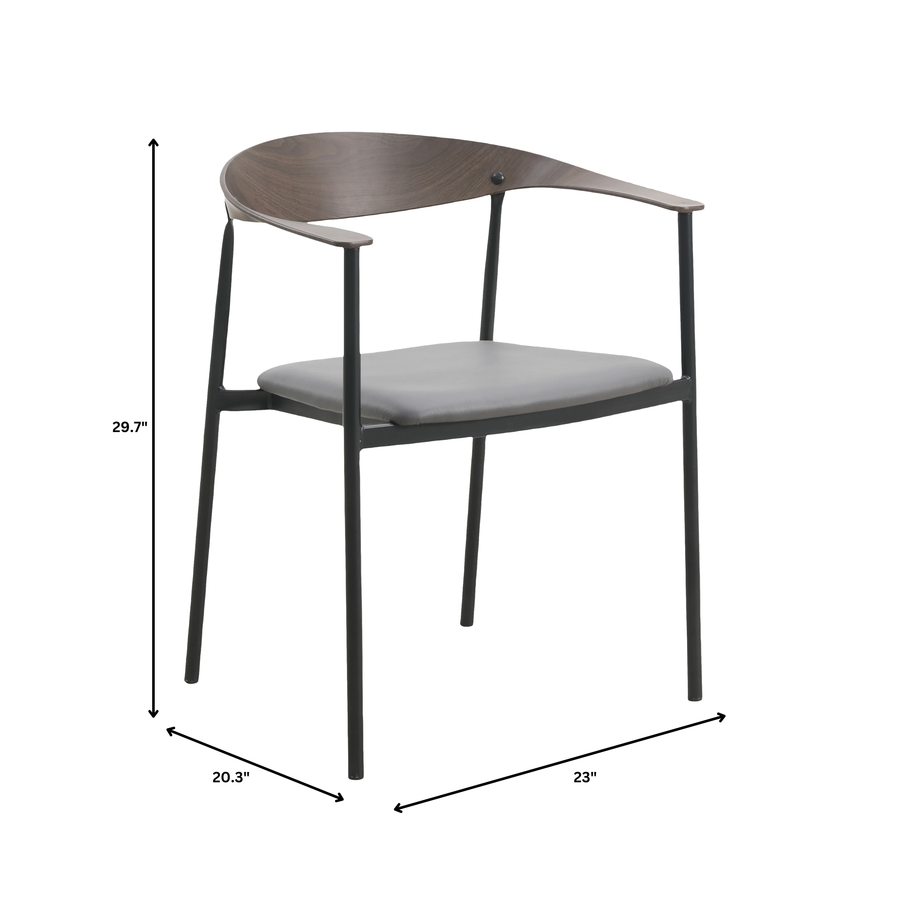 Kora Collection Modern Dining Chair in Charcoal - Set of 4