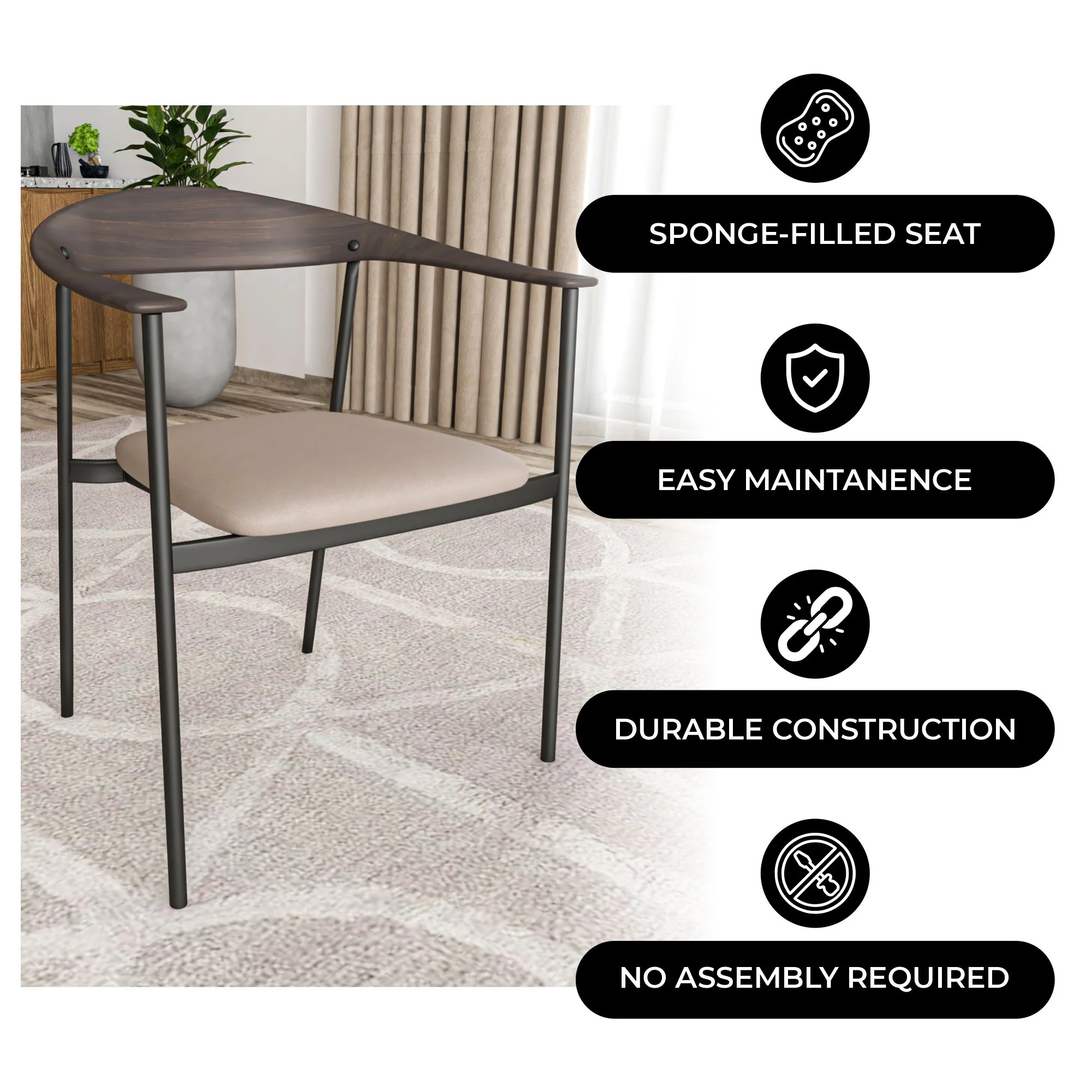 Kora Collection Modern Dining Chair in Taupe