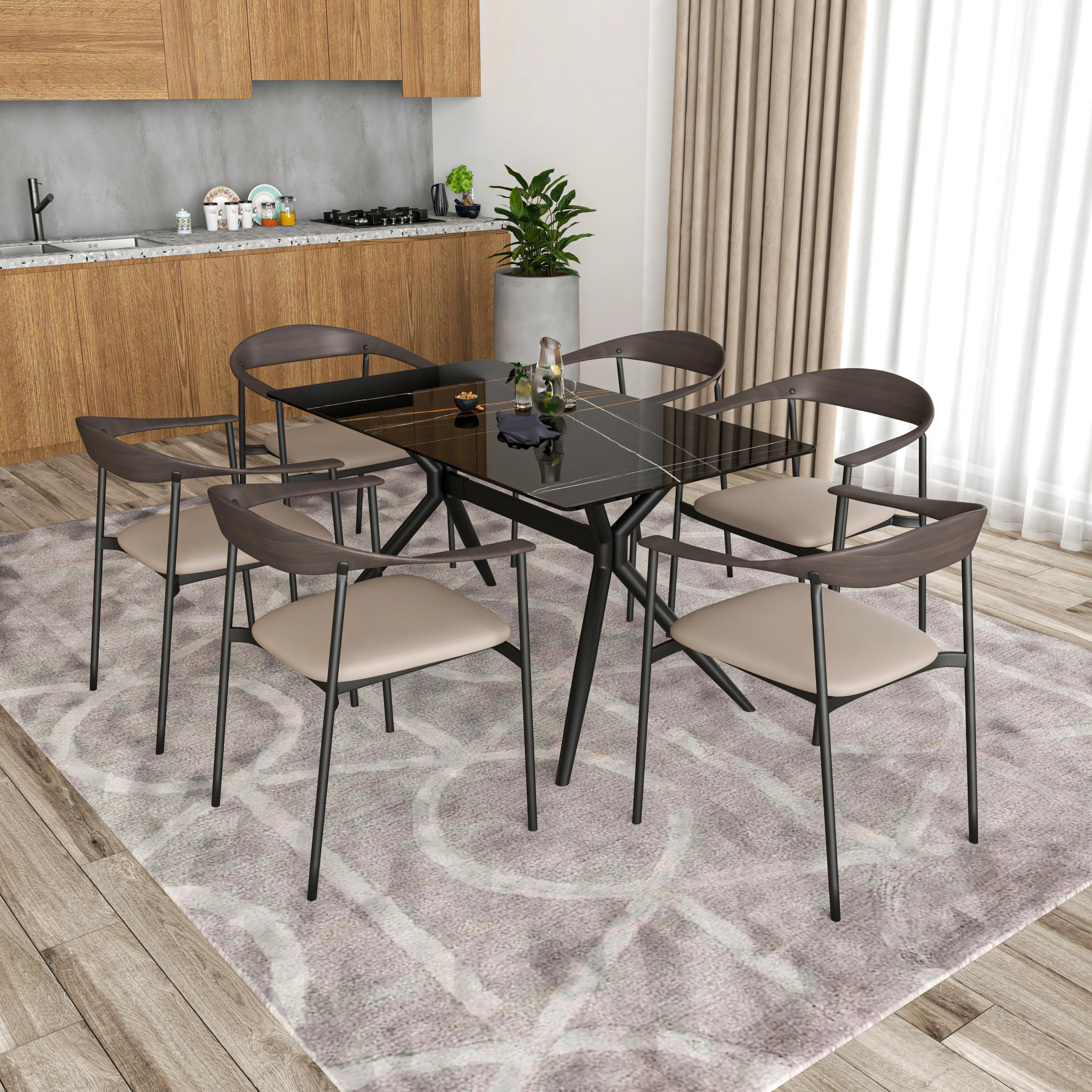 Kora Collection Modern Dining Chair in Toupe - Set of 4