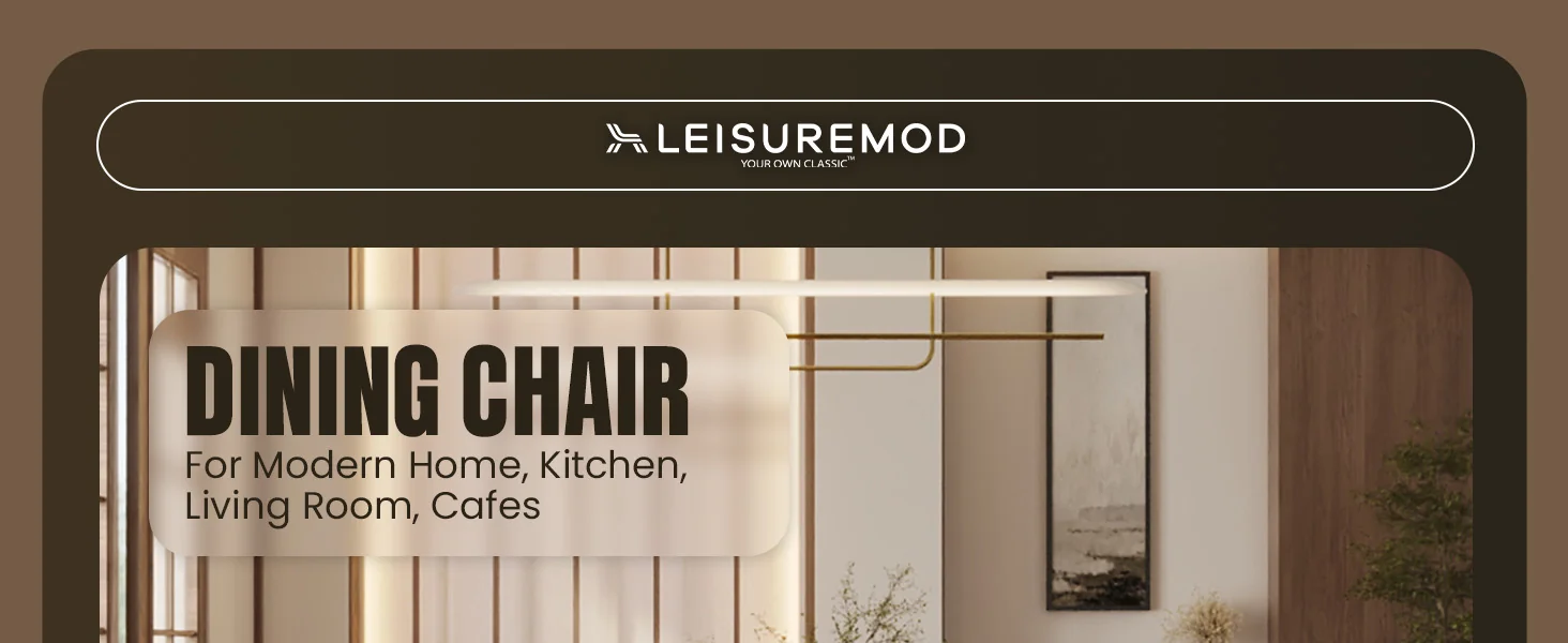 Modern Wooden Dining Chair, Walnut Frame in Taupe Klyne Collection By LeisrueMod