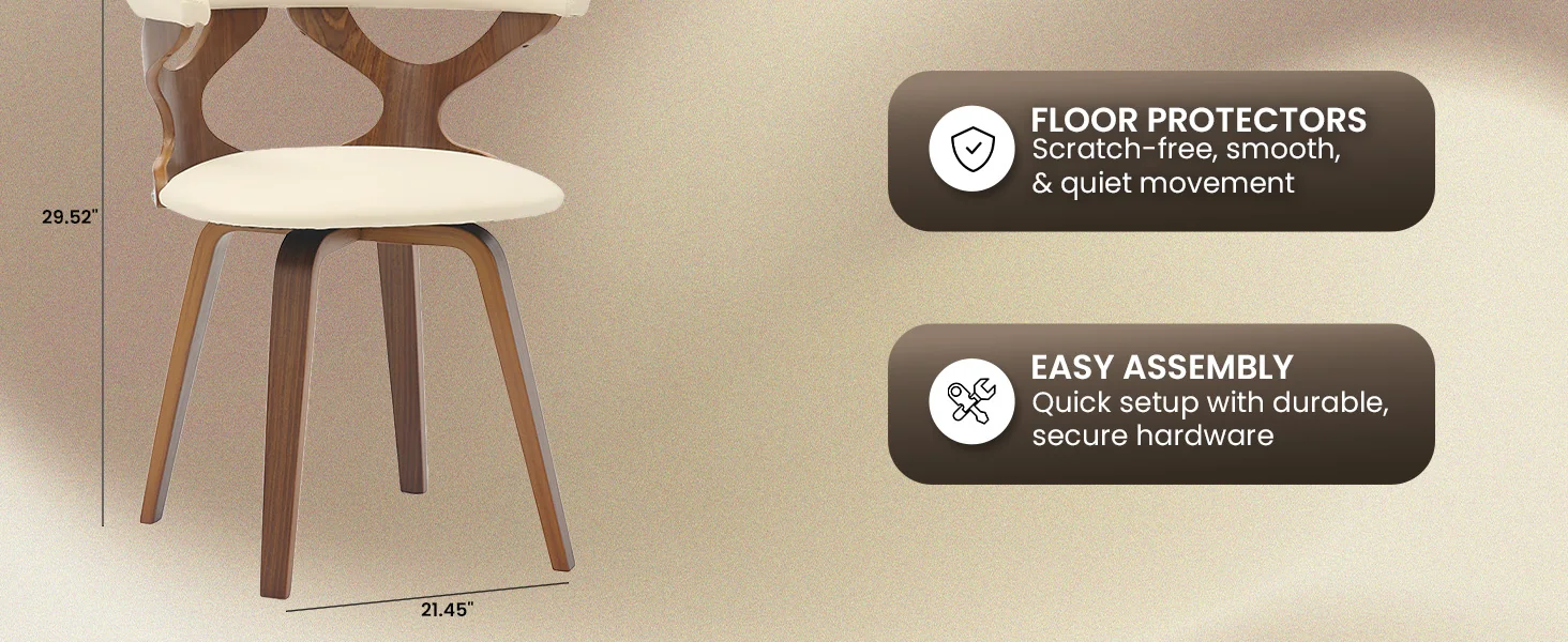 Modern Wooden Dining Chair, Walnut Frame in Taupe Klyne Collection By LeisrueMod