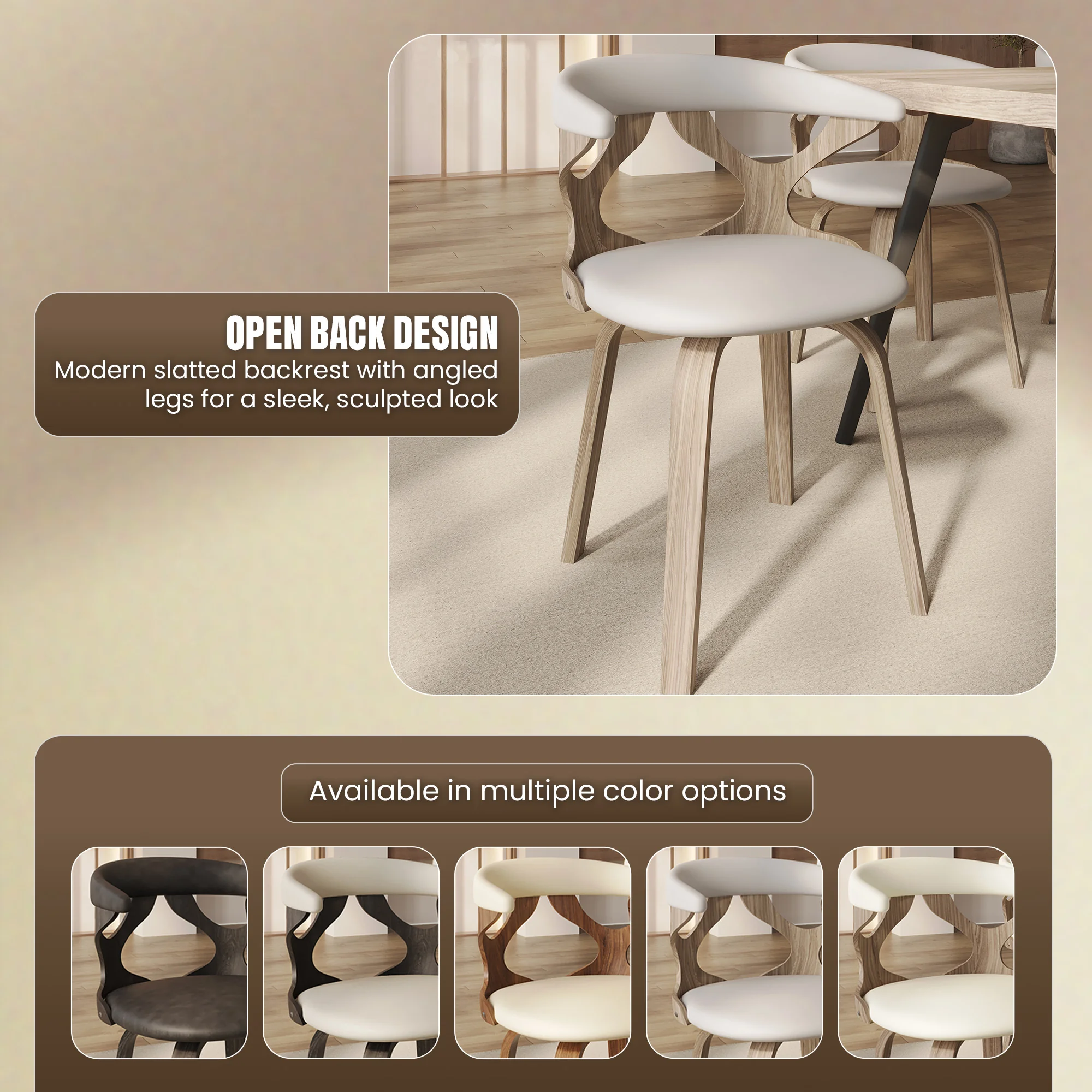 Modern Wooden Dining Chair, Washed Walnut Frame in Light Grey, Klyne Collection By LeisrueMod