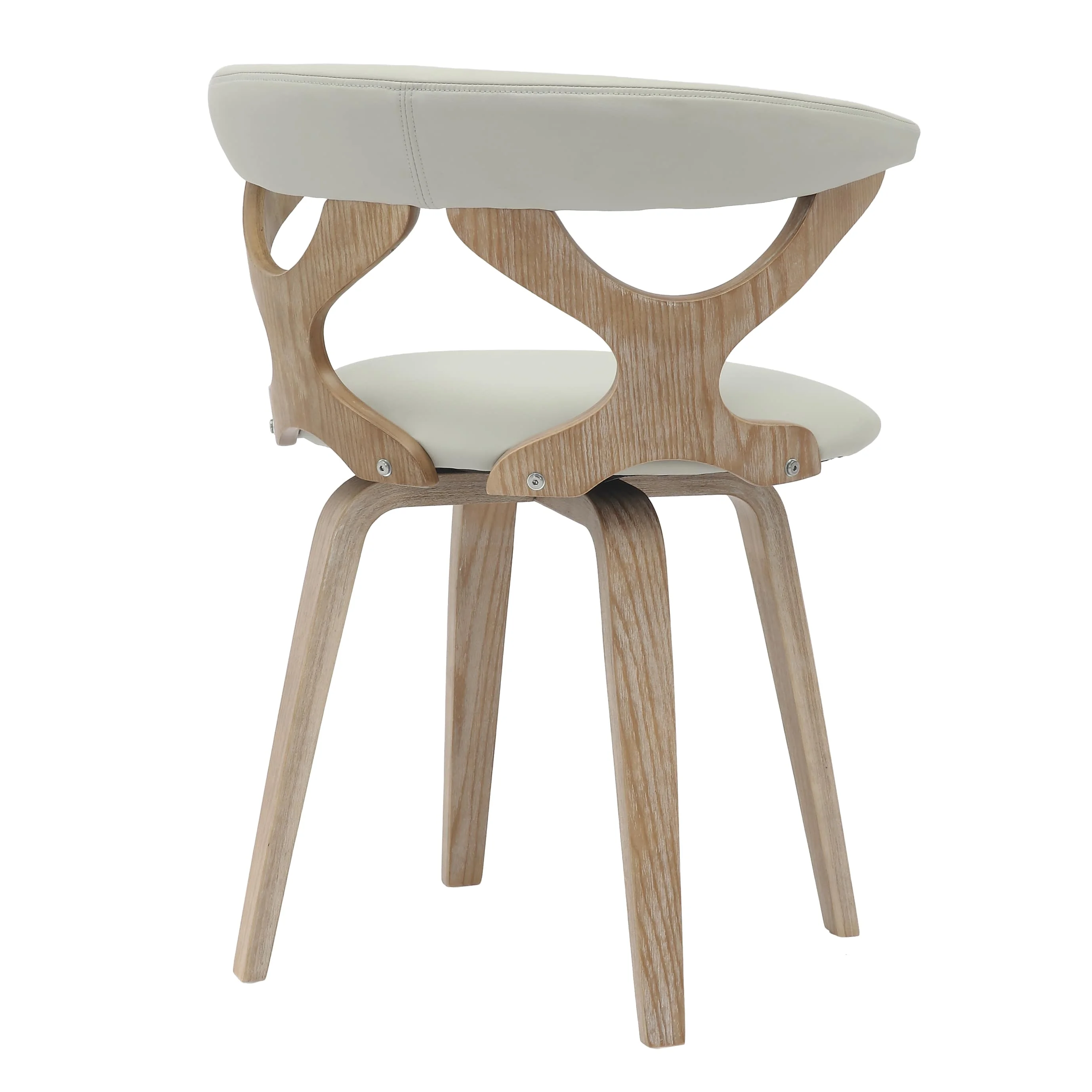 Modern Wooden Dining Chair, Washed Walnut Frame in Light Grey, Klyne Collection By LeisrueMod