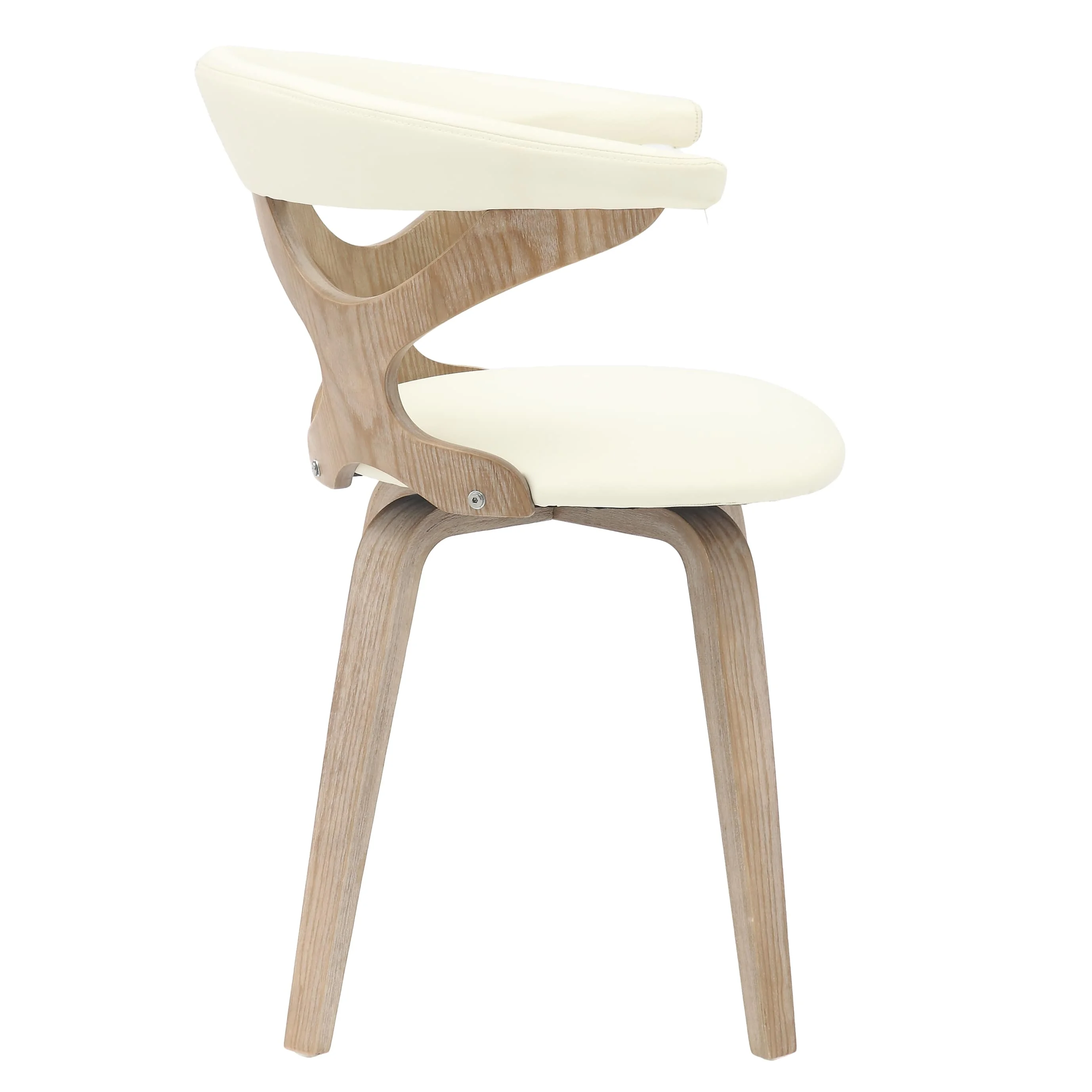 Modern Wooden Dining Chair, Washed Walnut Frame in White, Klyne Collection By LeisrueMod