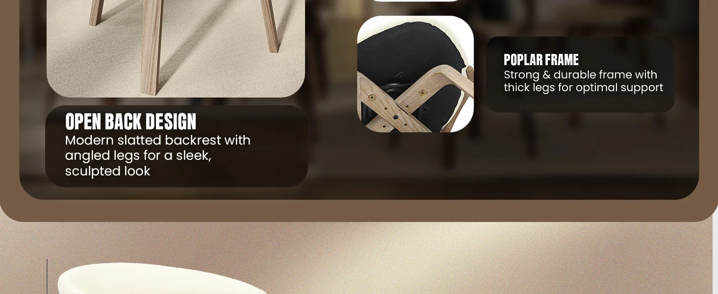 Modern Wooden Dining Chair, Washed Walnut Frame in White, Klyne Collection By LeisrueMod