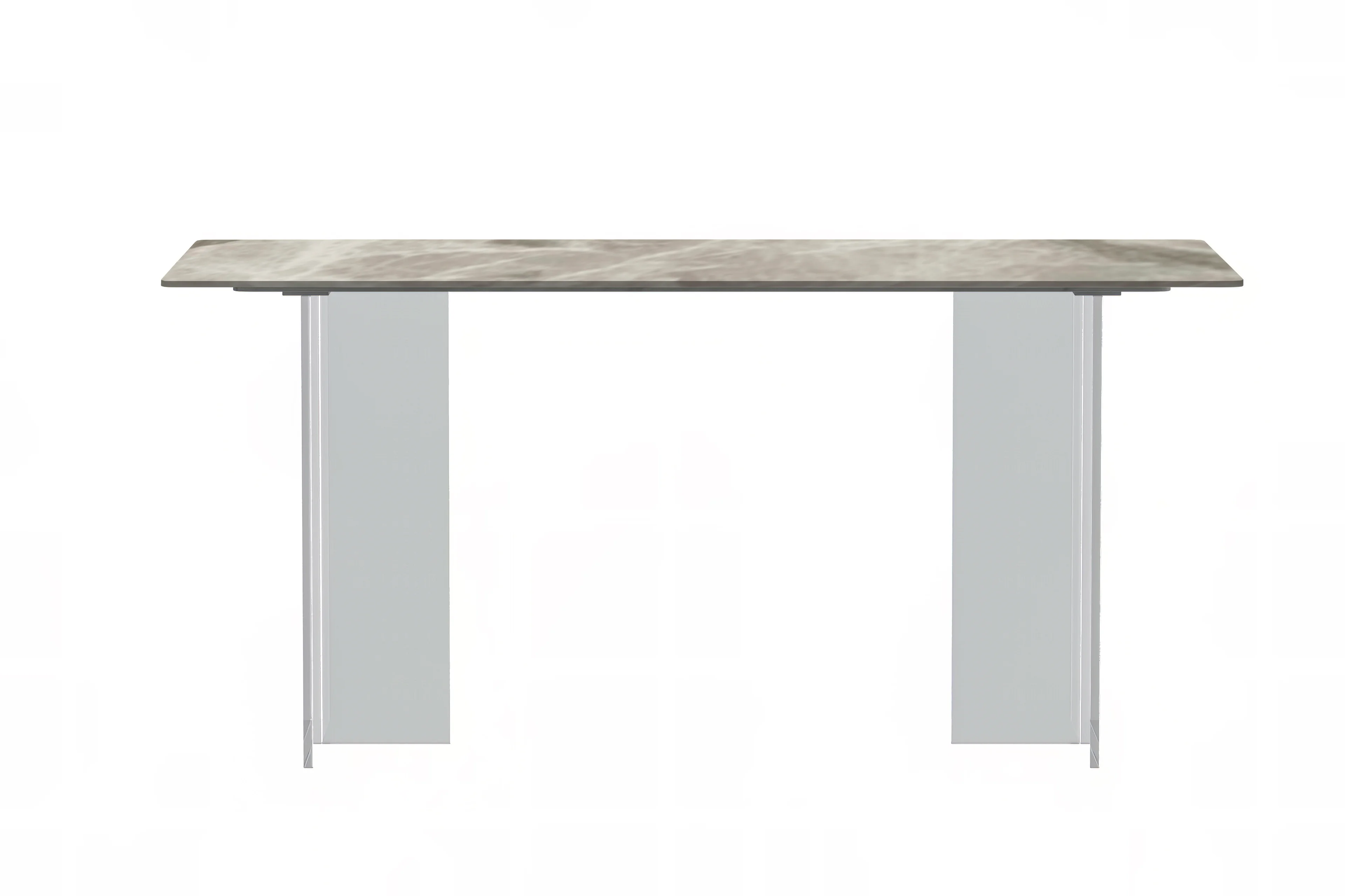 Kova Series Dining Table, Clear Base with 62" Deep Grey Sintered Stone Top