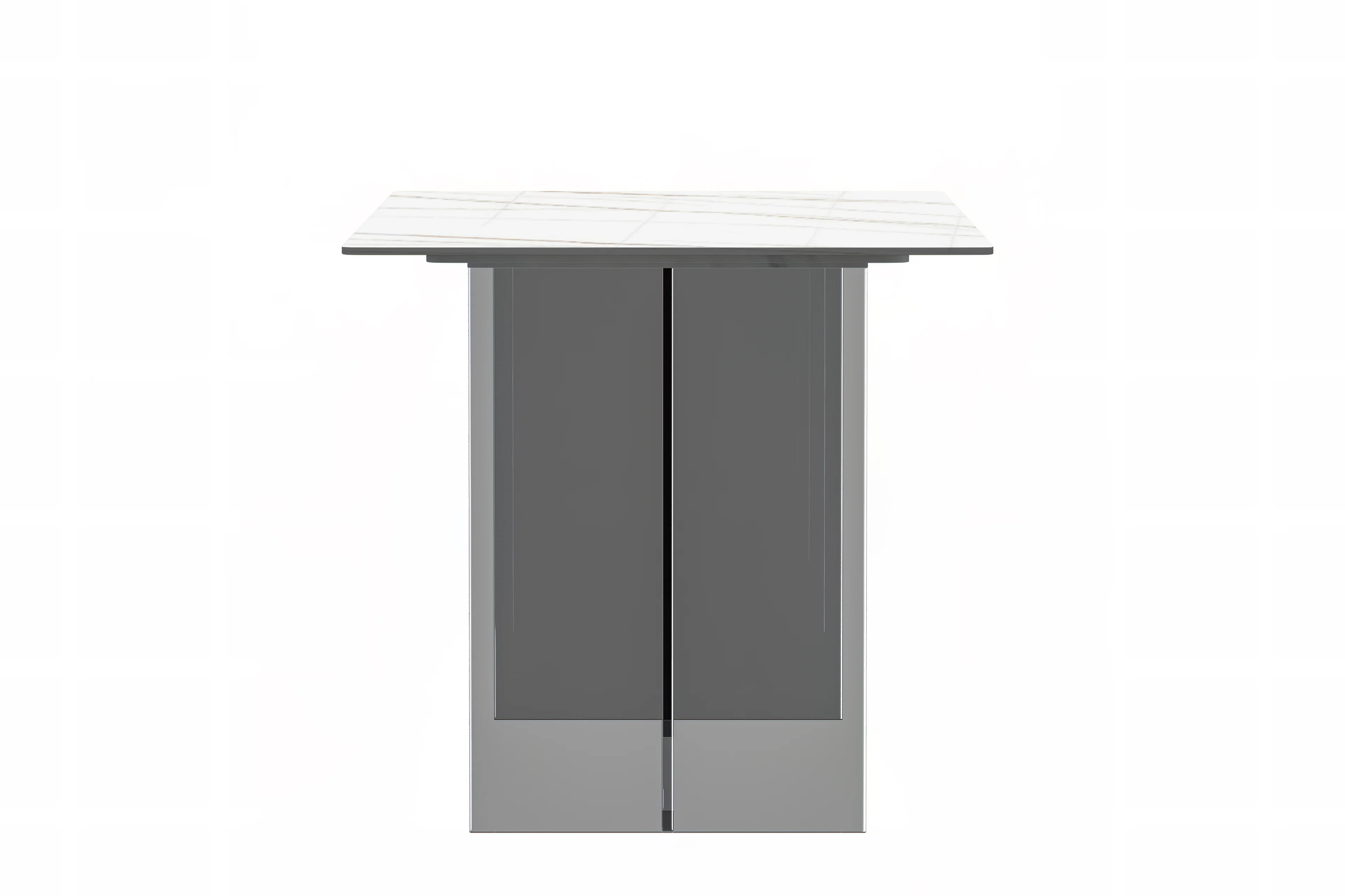 Kova Series Dining Table, Clear Base with 62" White/Gold Sintered Stone Top