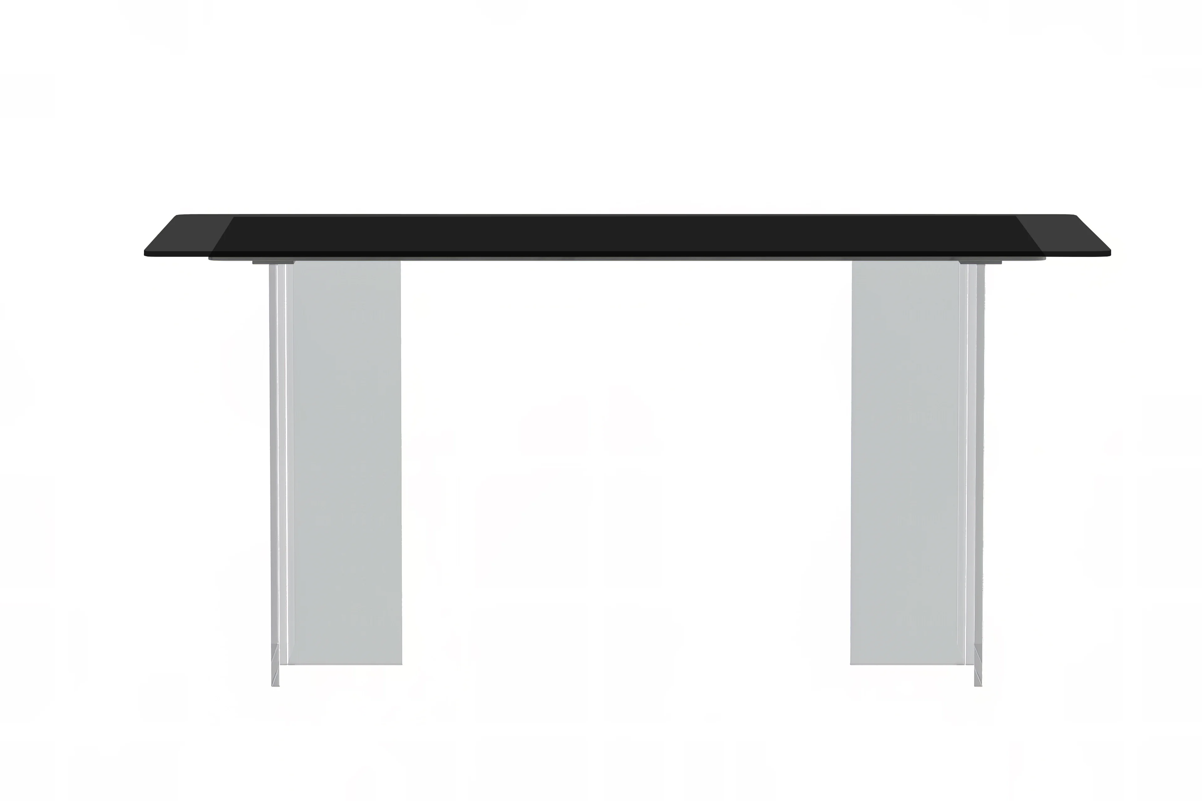 Kova Series Dining Table, Clear Base with 71" Black Glass Top