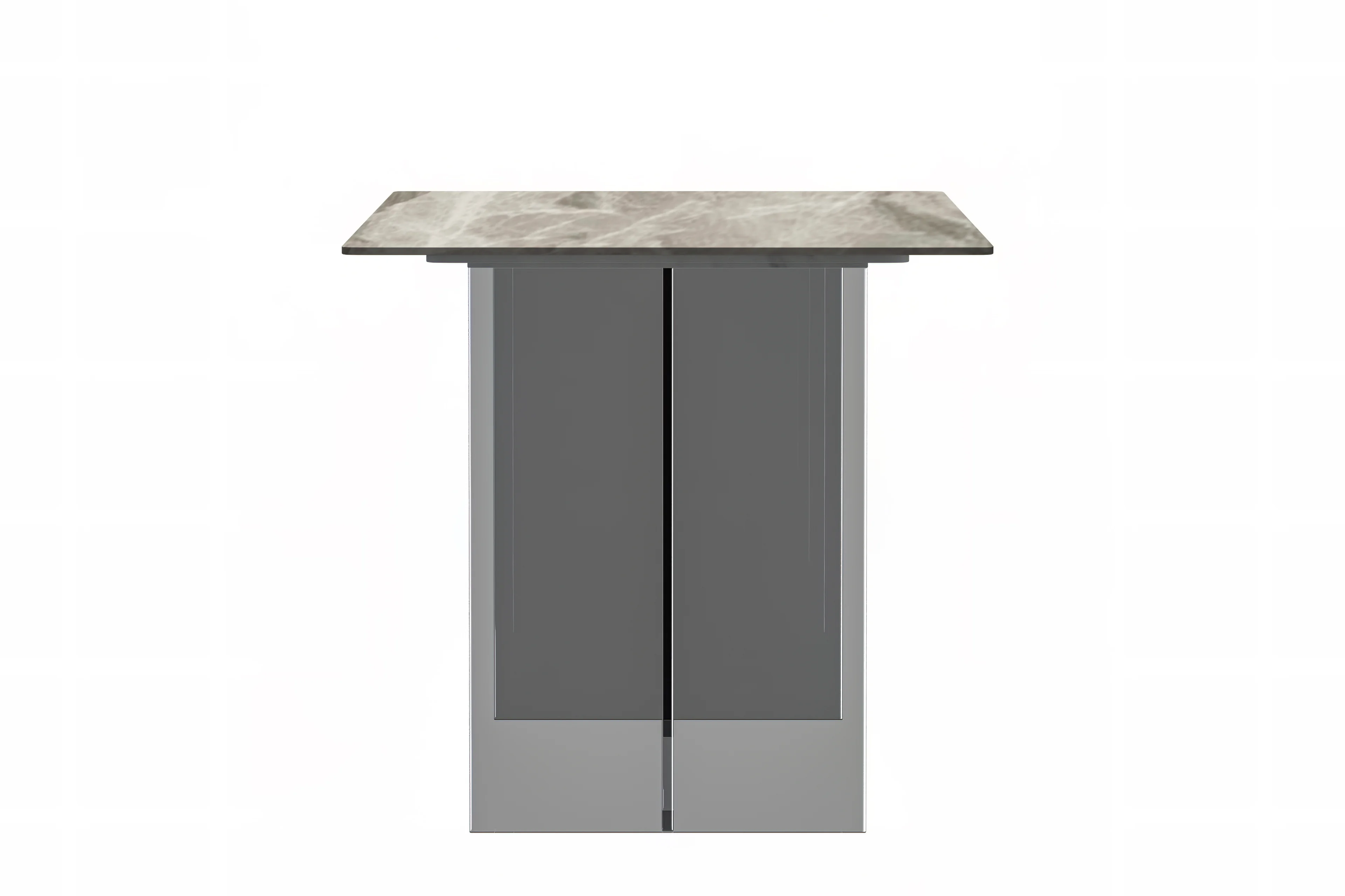Kova Series Dining Table, Clear Base with 71" Deep Grey Sintered Stone Top