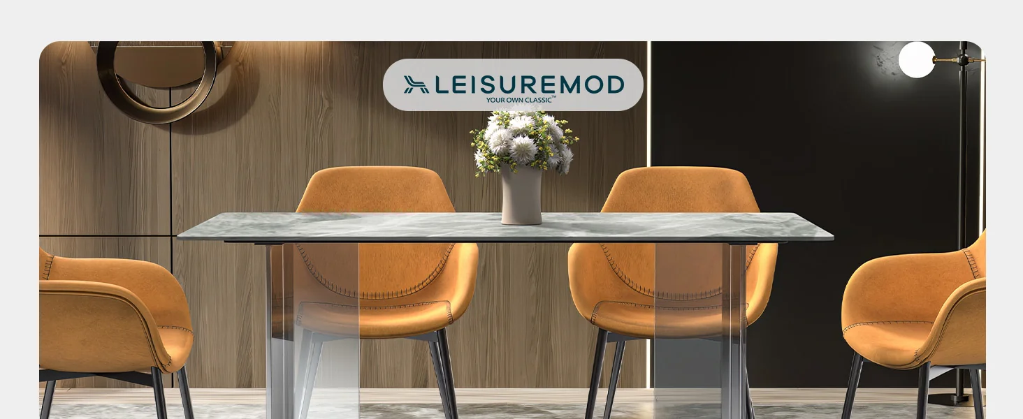 Kova Series Dining Table, Clear Base with 71" Light Grey Sintered Stone Top