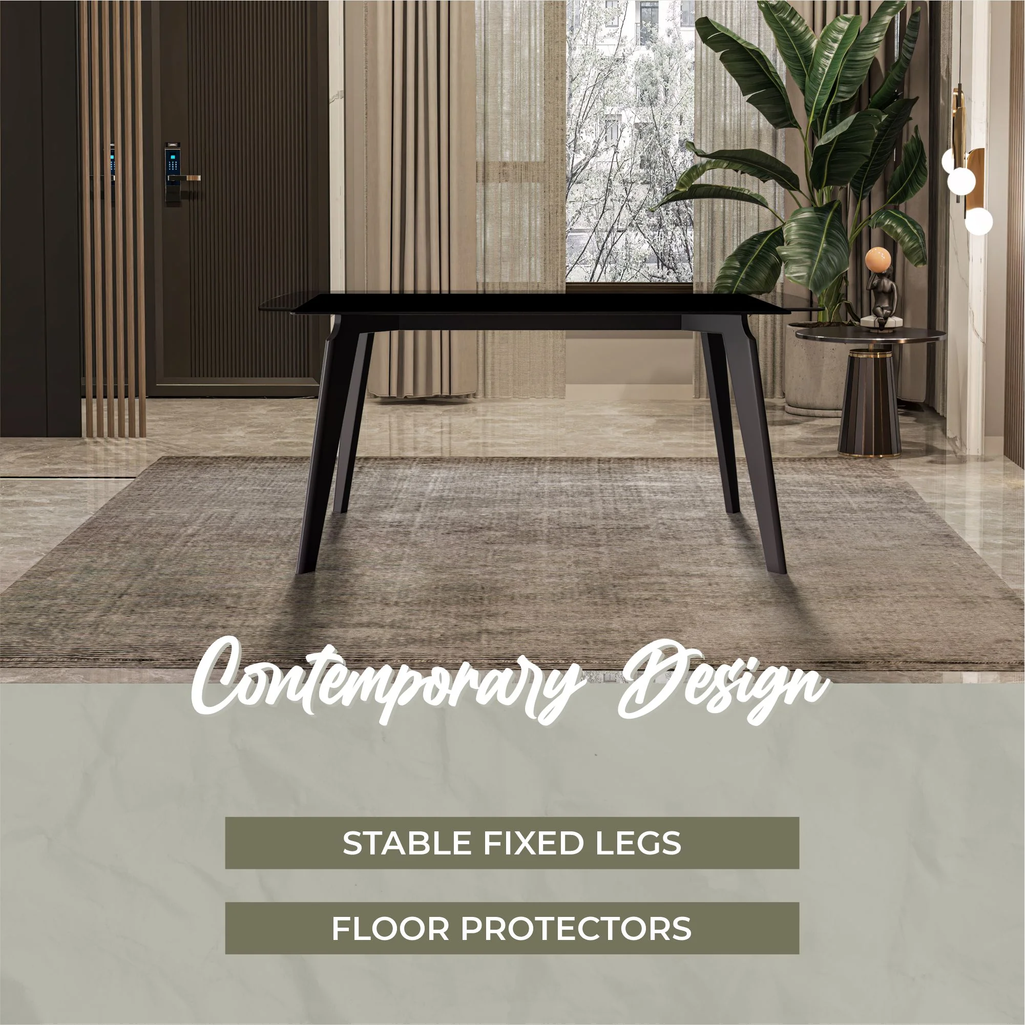 Krevor Series Modern Dining Table Silver Base, With 55 Clear Glass Top