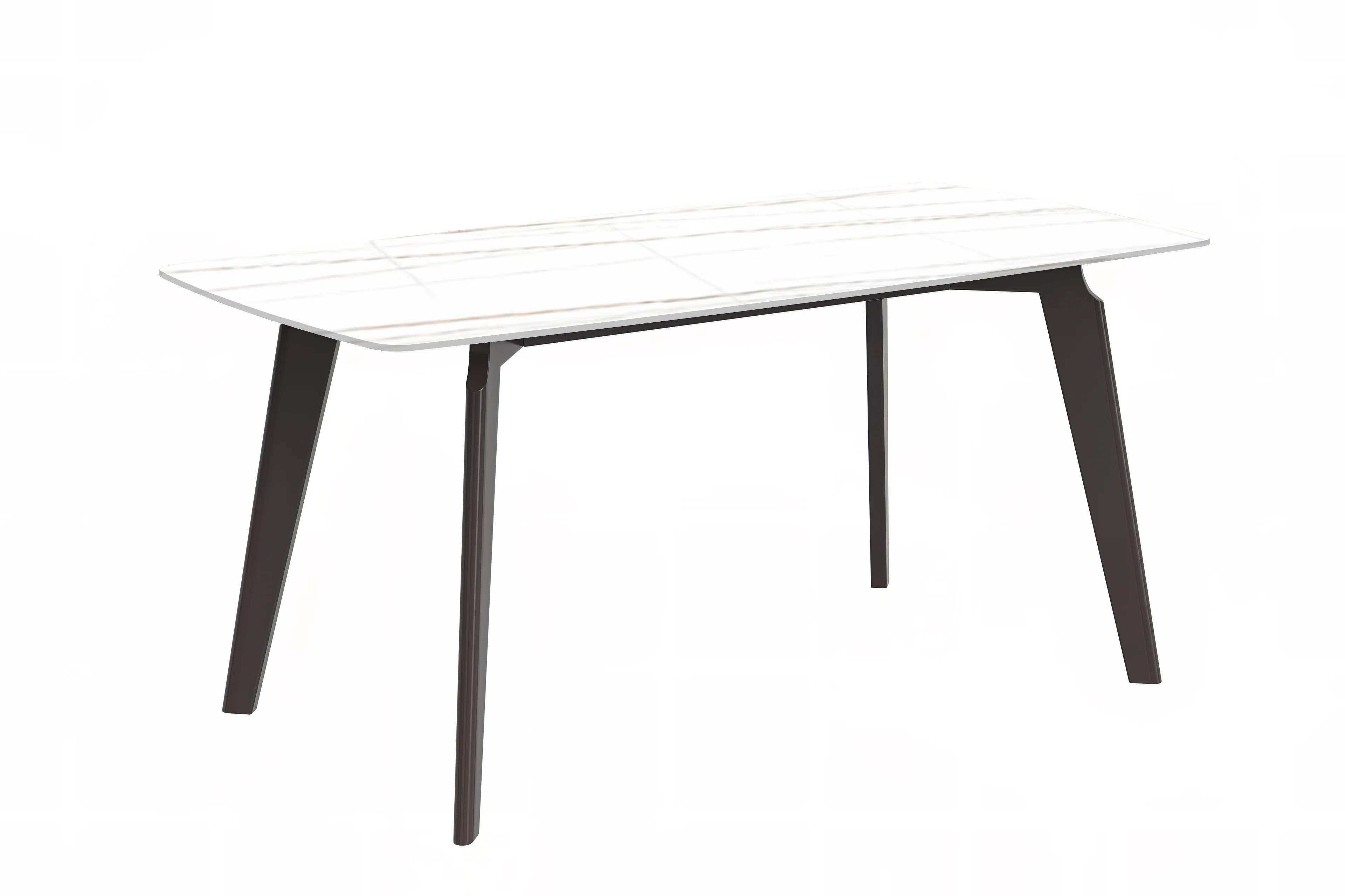 Krevor Series Modern Dining Table Silver Base, With 55 White/Gold Sintered Stone Top