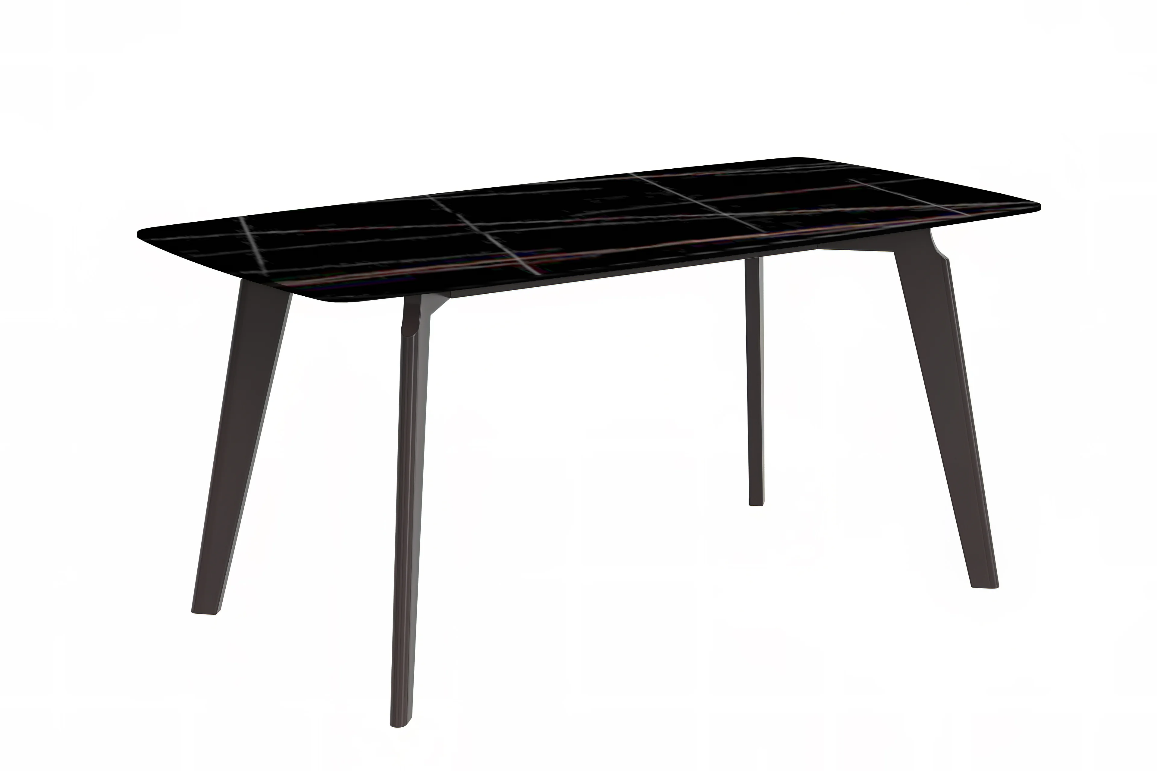 Krevor Series Modern Dining Table Silver Base, With 62 Black/Gold Sintered Stone Top