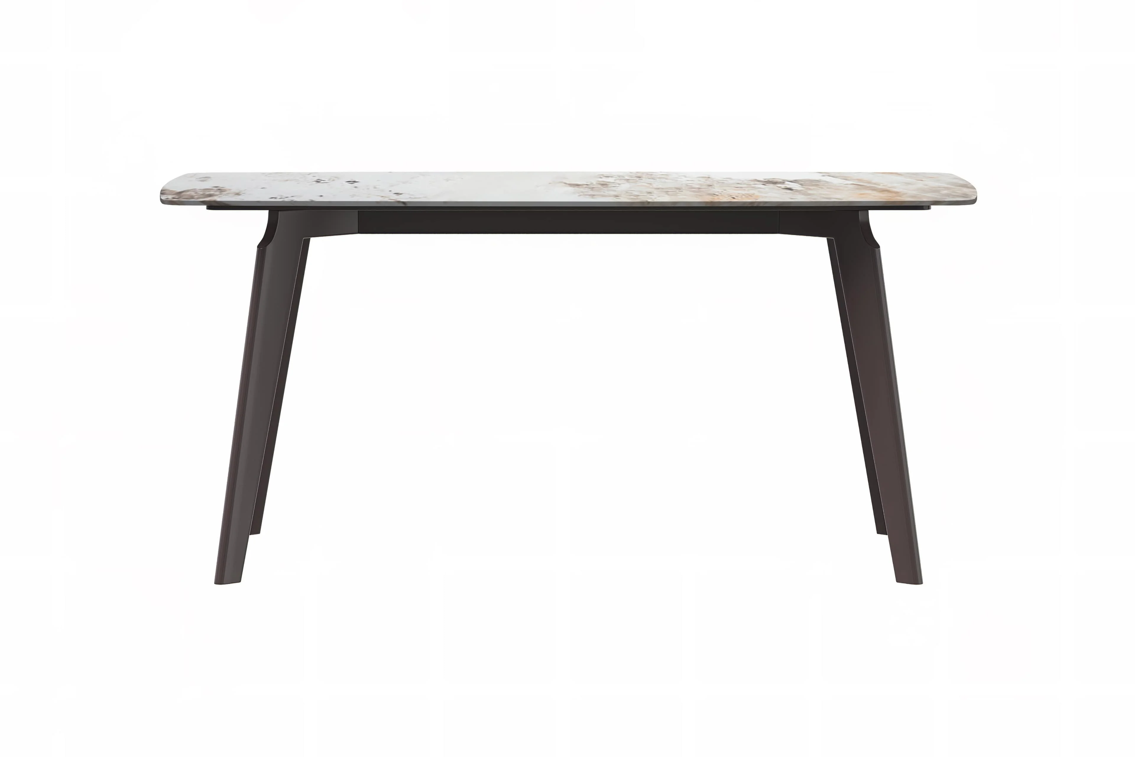 Krevor Series Modern Dining Table Silver Base, With 62 White Grey Sintered Stone Top