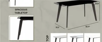 Krevor Series Modern Dining Table Silver Base, With 62 Clear Glass Top