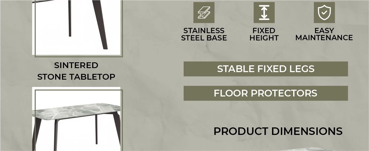 Krevor Series Modern Dining Table Silver Base, With 62 Light Grey Sintered Stone Top