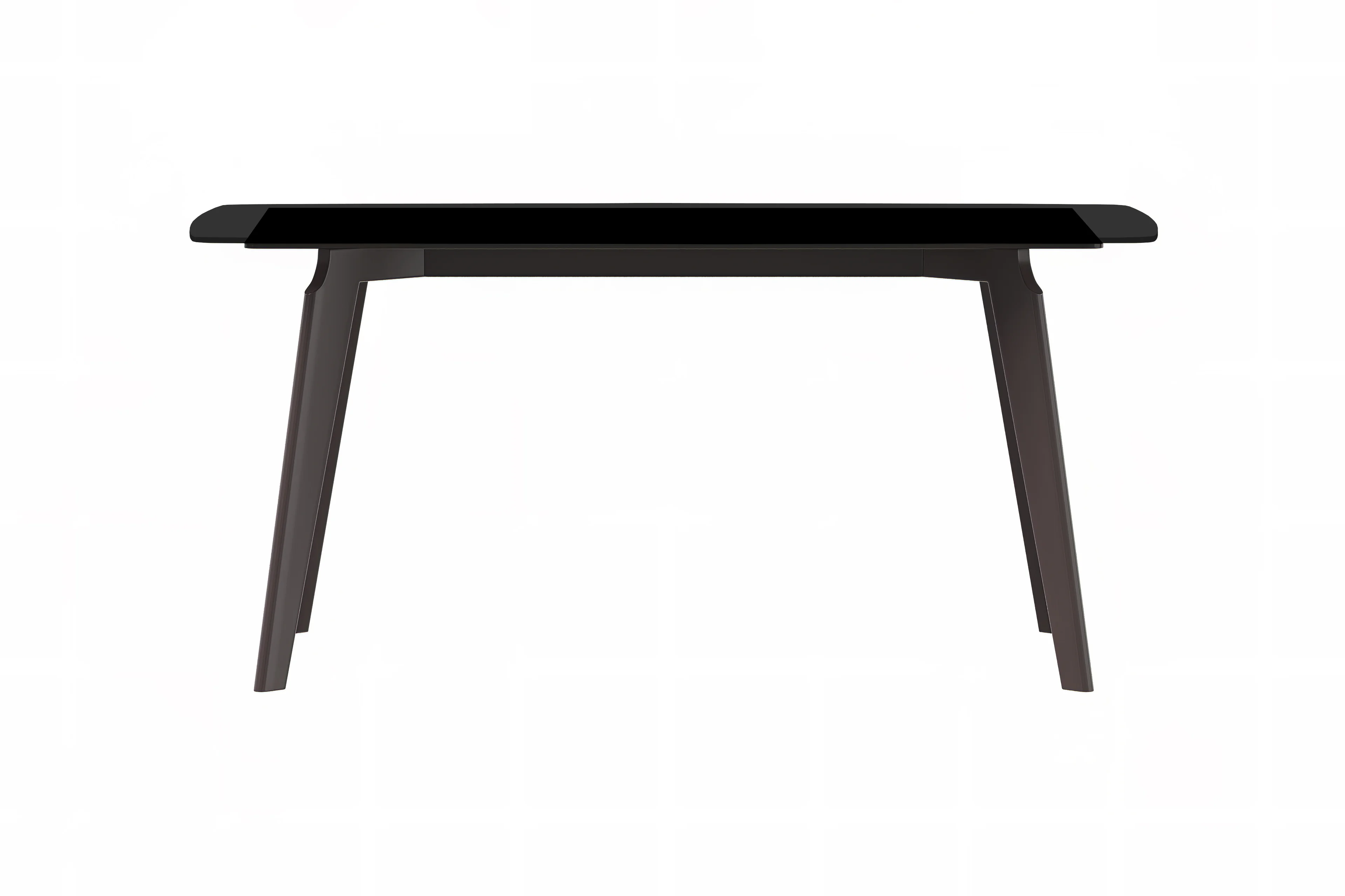 Krevor Series Modern Dining Table Silver Base, With 71 Black Glass Top
