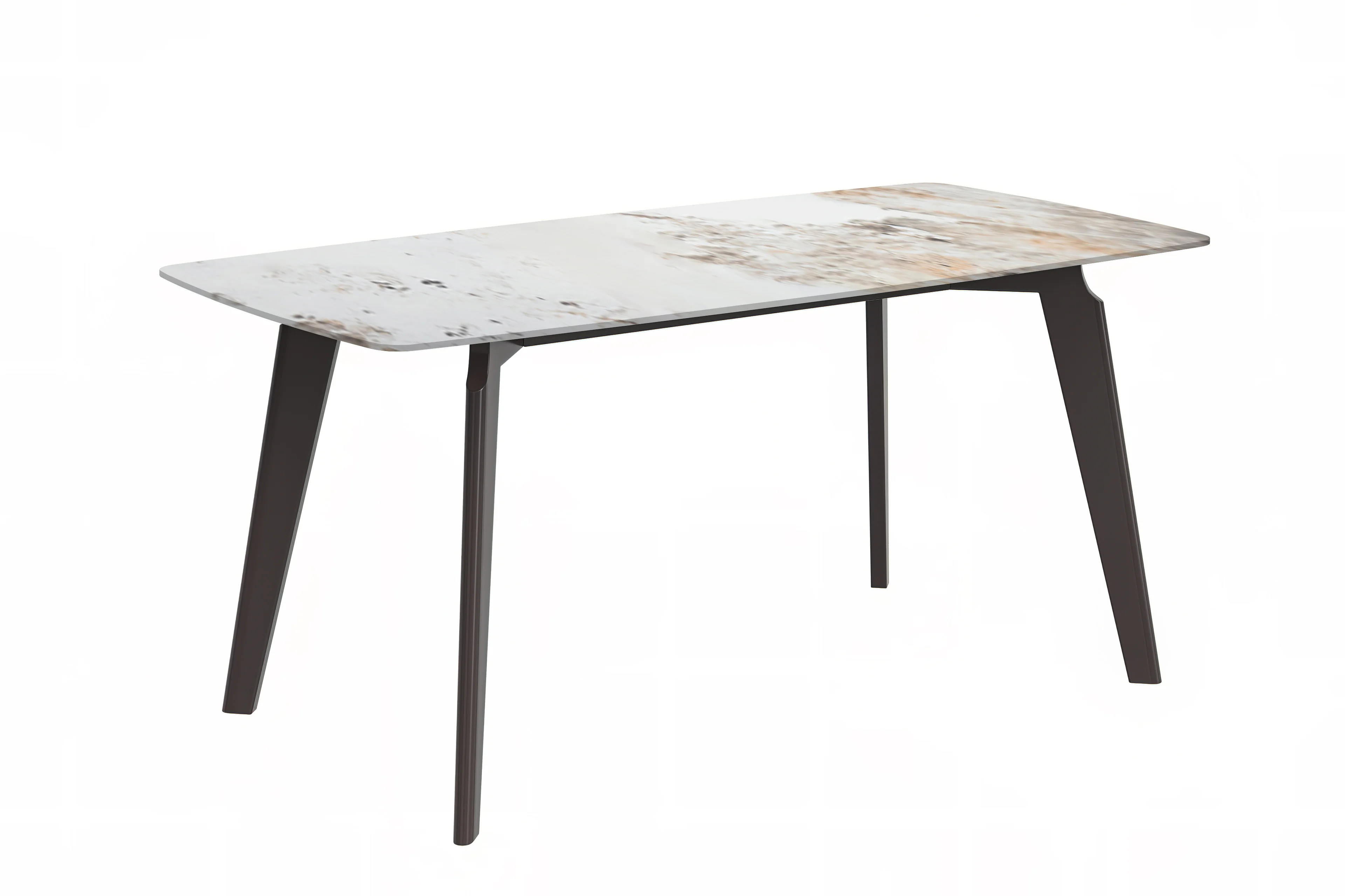 Krevor Series Modern Dining Table Silver Base, With 71 White Grey Sintered Stone Top