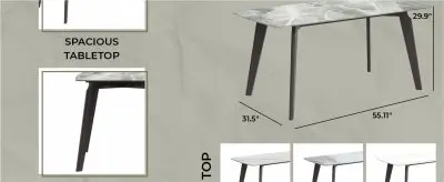 Krevor Series Modern Dining Table Silver Base, With 71 Light Grey Sintered Stone Top