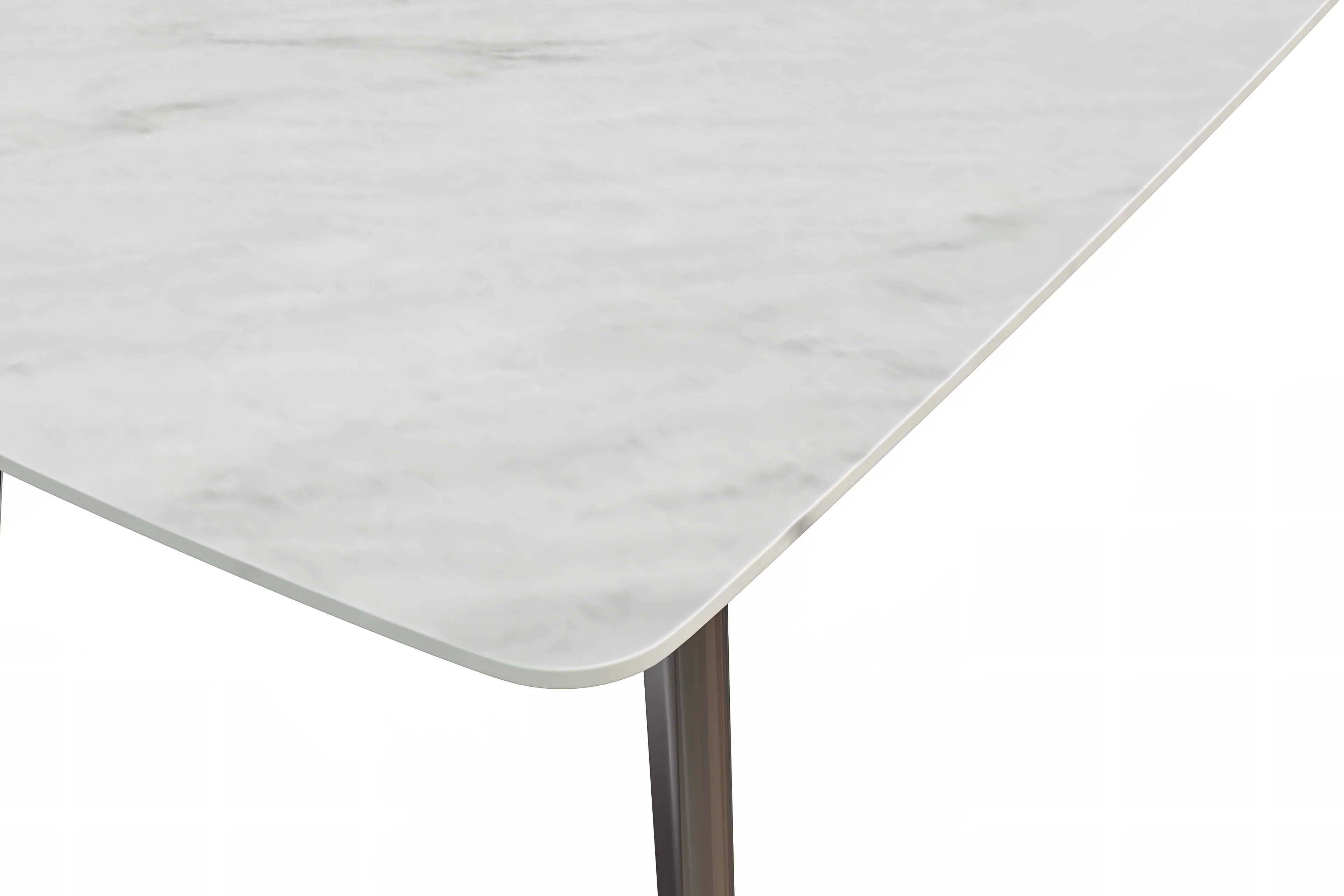 Krevor Series Modern Dining Table Silver Base, With 71 White Sintered Stone Top