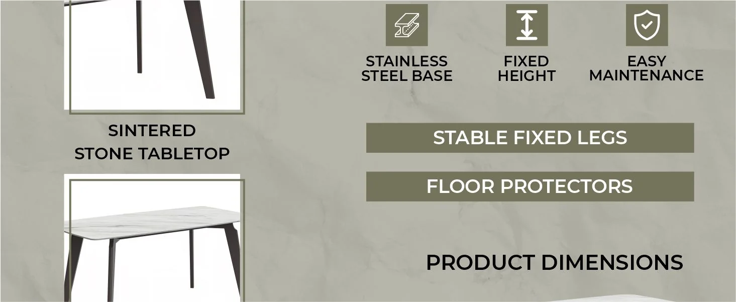 Krevor Series Modern Dining Table Silver Base, With 71 White Sintered Stone Top