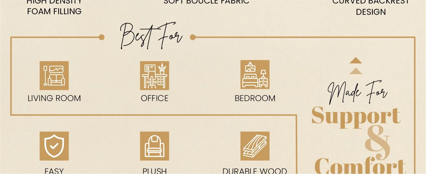 Lylo Collection Modern Accent Chair In Boucle White