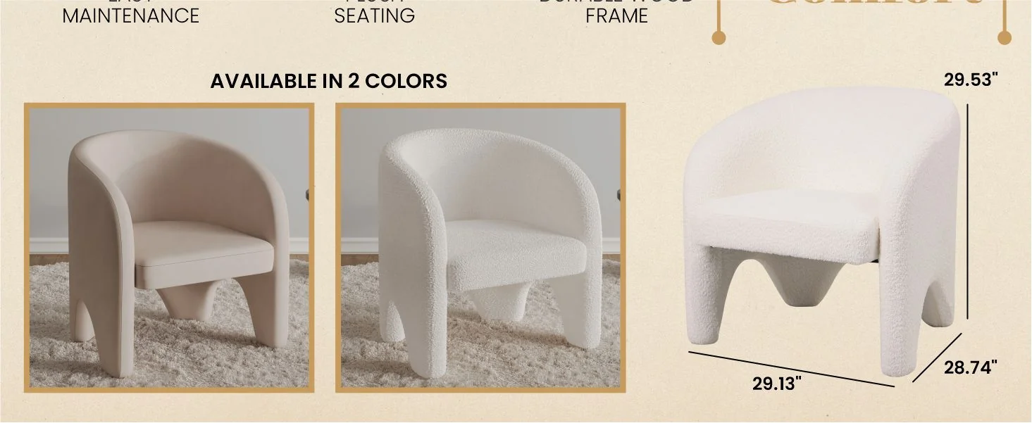 Lylo Collection Modern Accent Chair In Boucle White