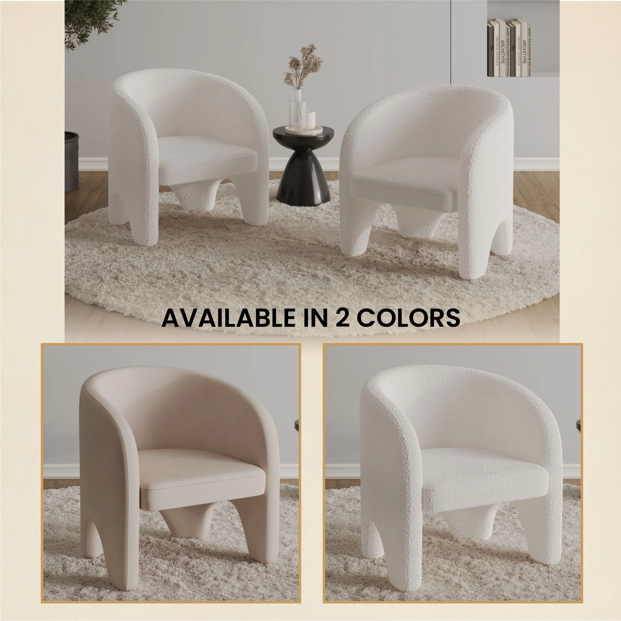 Lylo Collection Modern Accent Chair In Boucle White