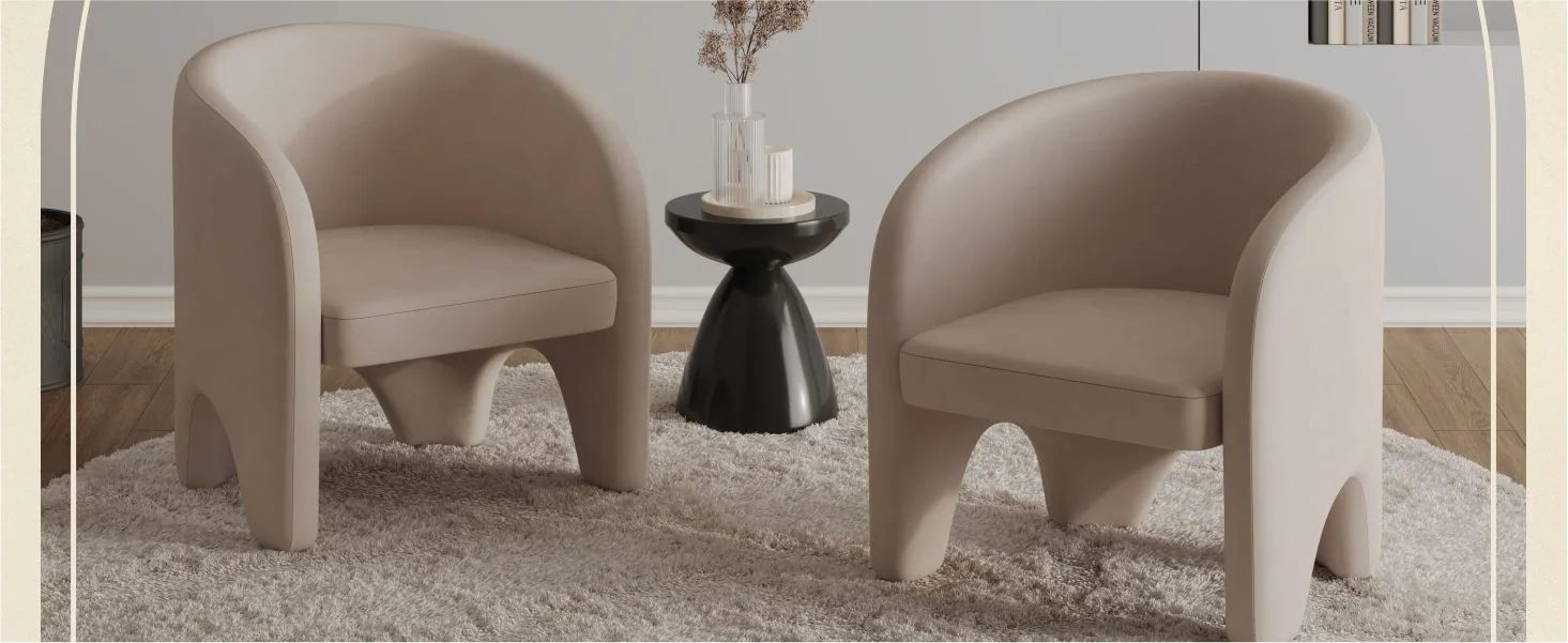 Lylo Collection Modern Accent Chair In Beige Velvet