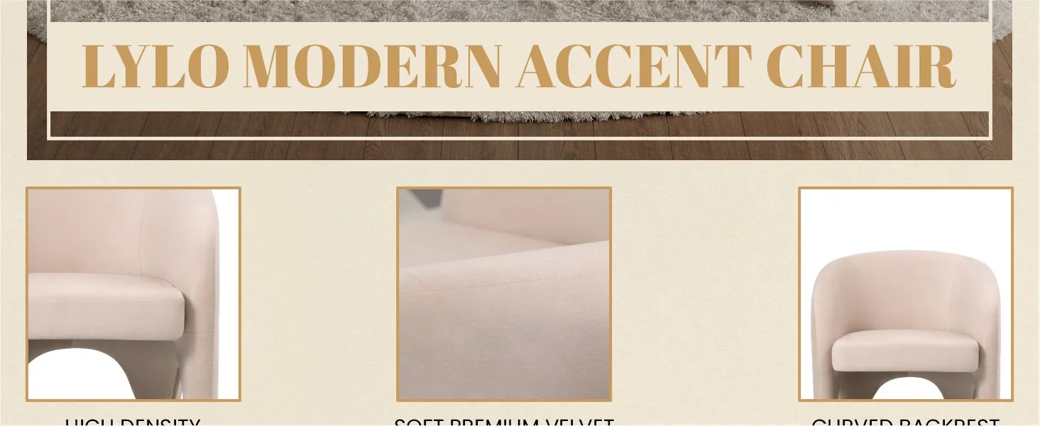 Lylo Collection Modern Accent Chair In Beige Velvet