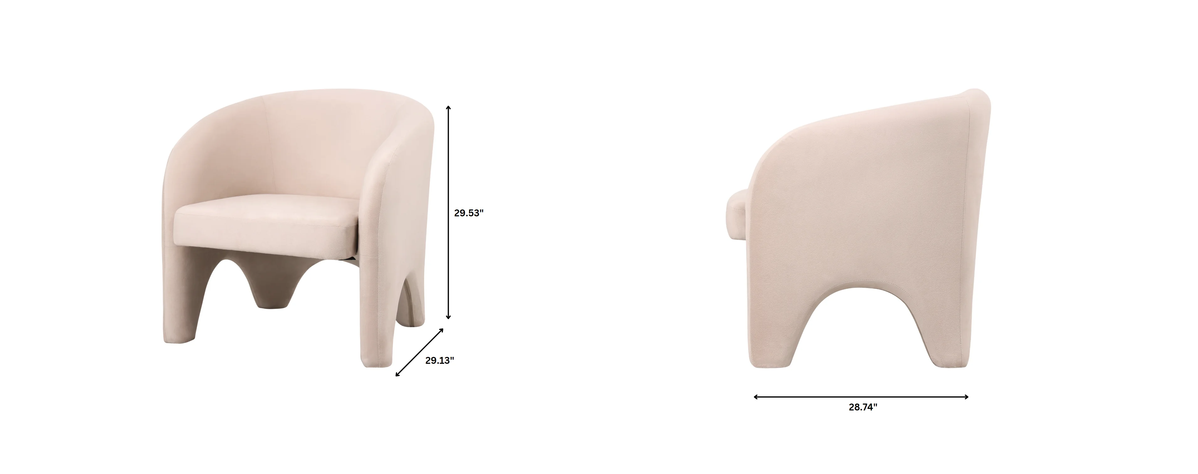 Lylo Collection Modern Accent Chair In Beige Velvet