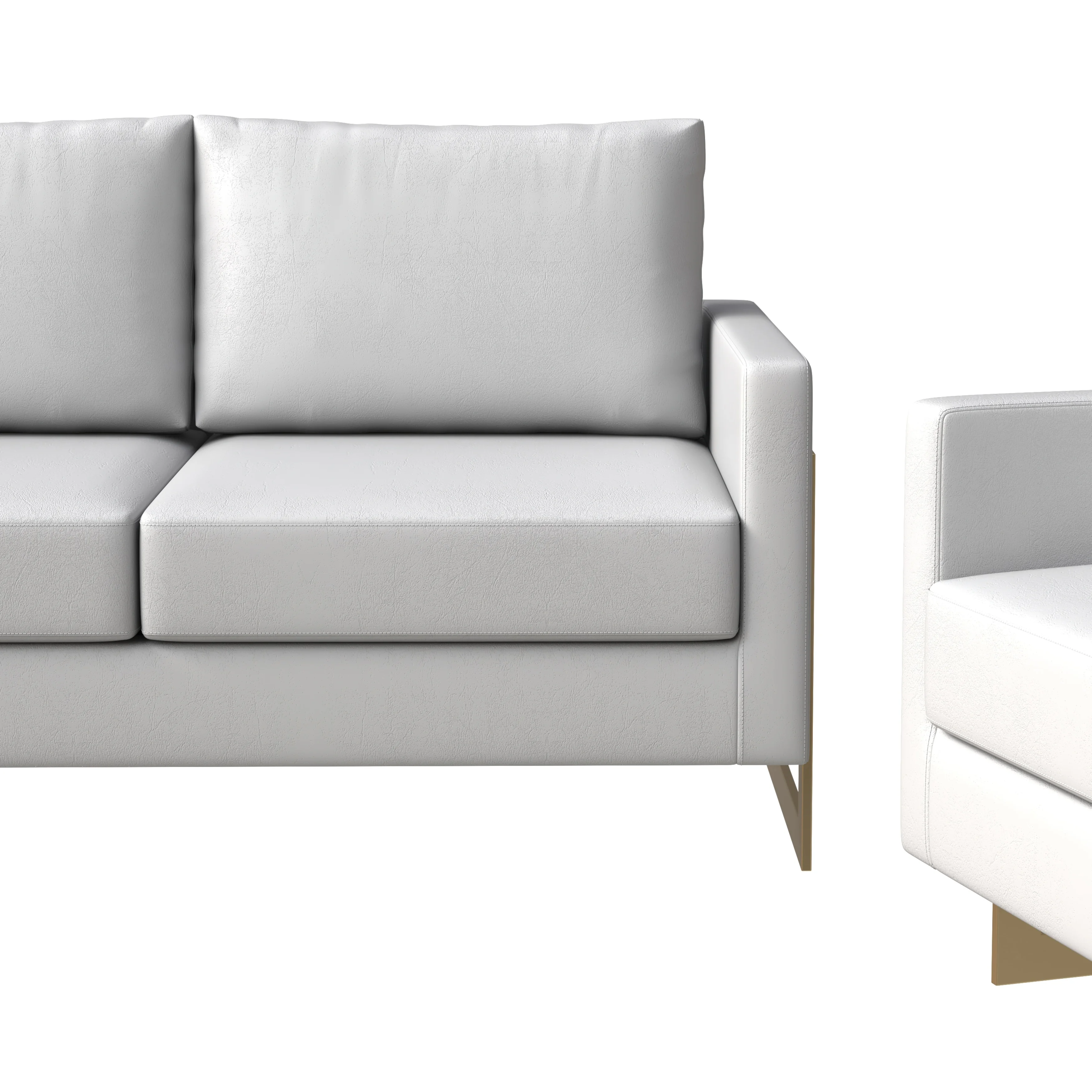 Lincoln 3-Piece Velvet Living Room Sofa Set With Gold Frame White