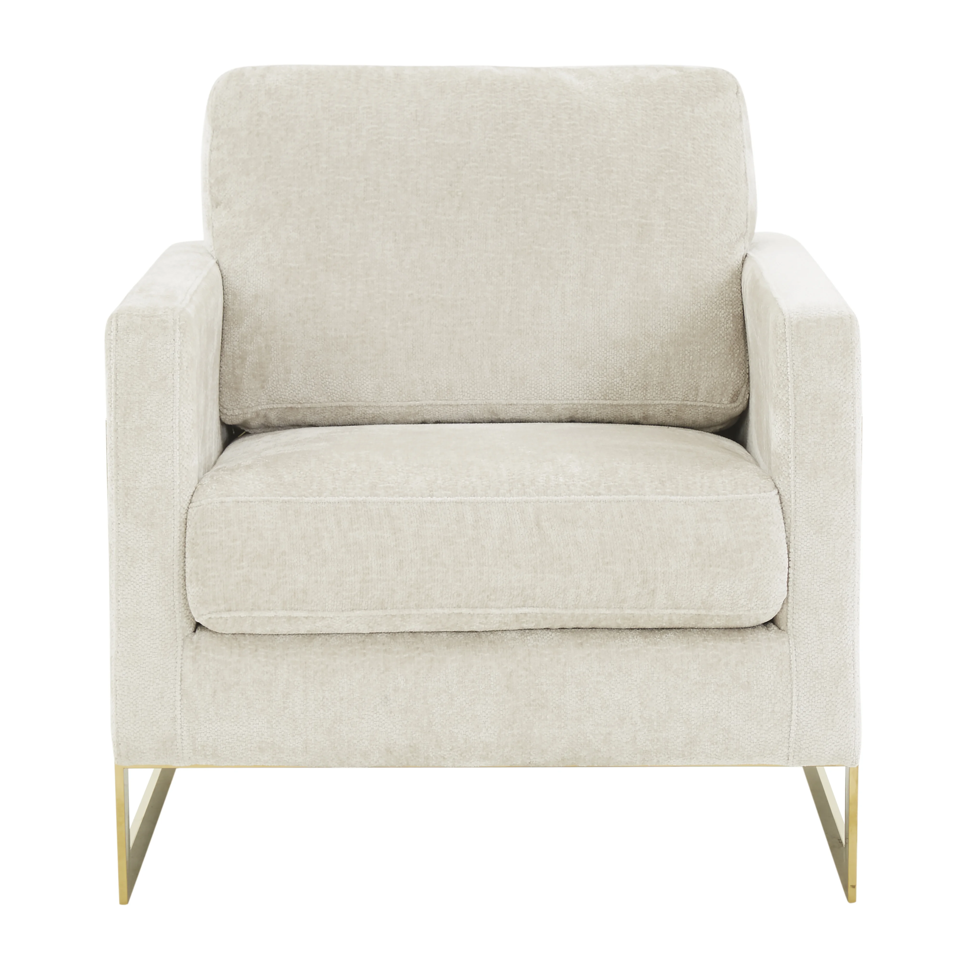 Lincoln Boucle Fabric Accent Armchair with Gold Stainless Steel Frame and Removable Back Cushion in Grey