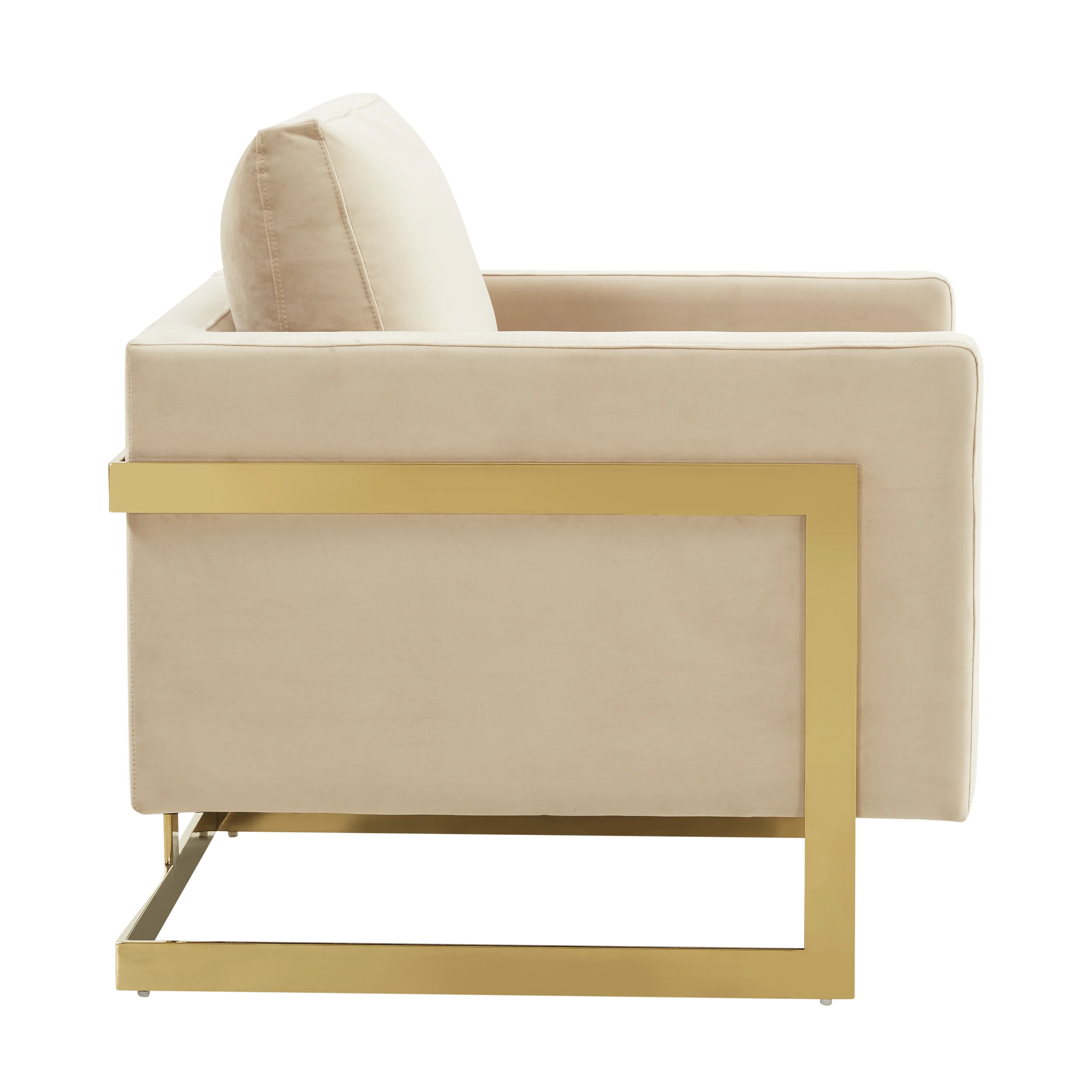 Lincoln Velvet Accent Armchair With Gold Frame