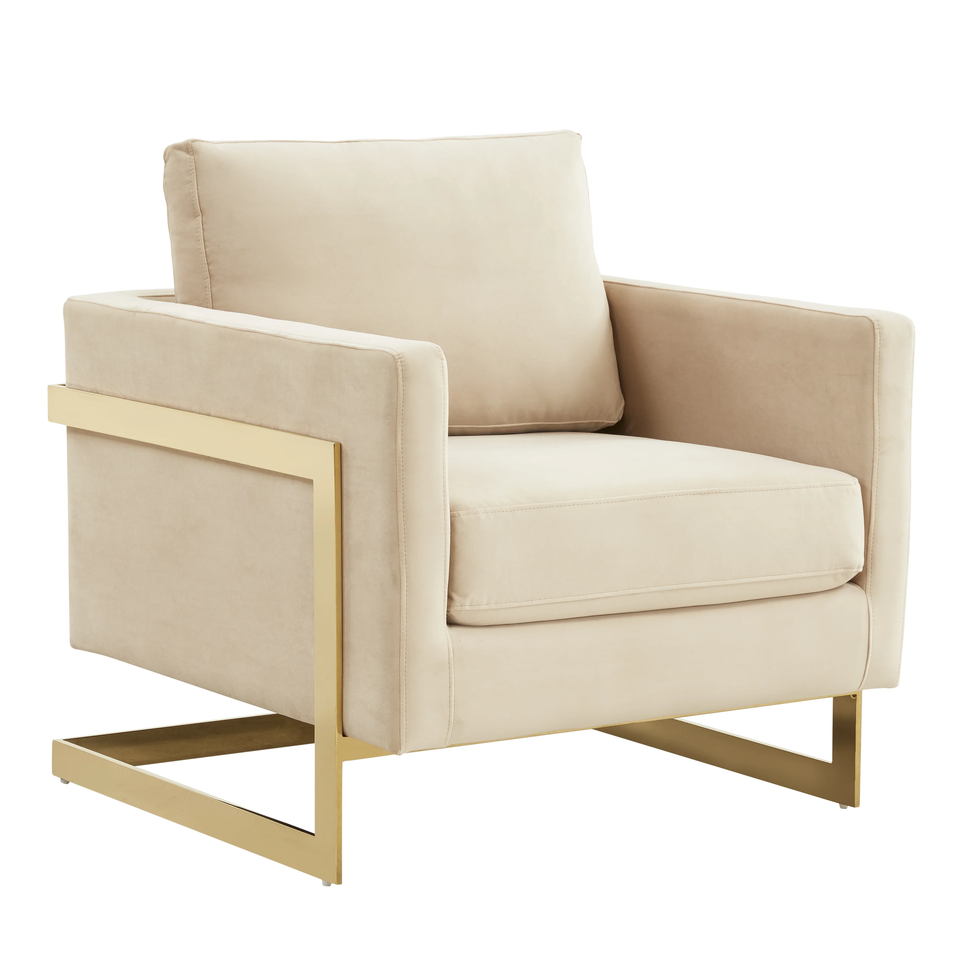 Lincoln Velvet Accent Armchair With Gold Frame